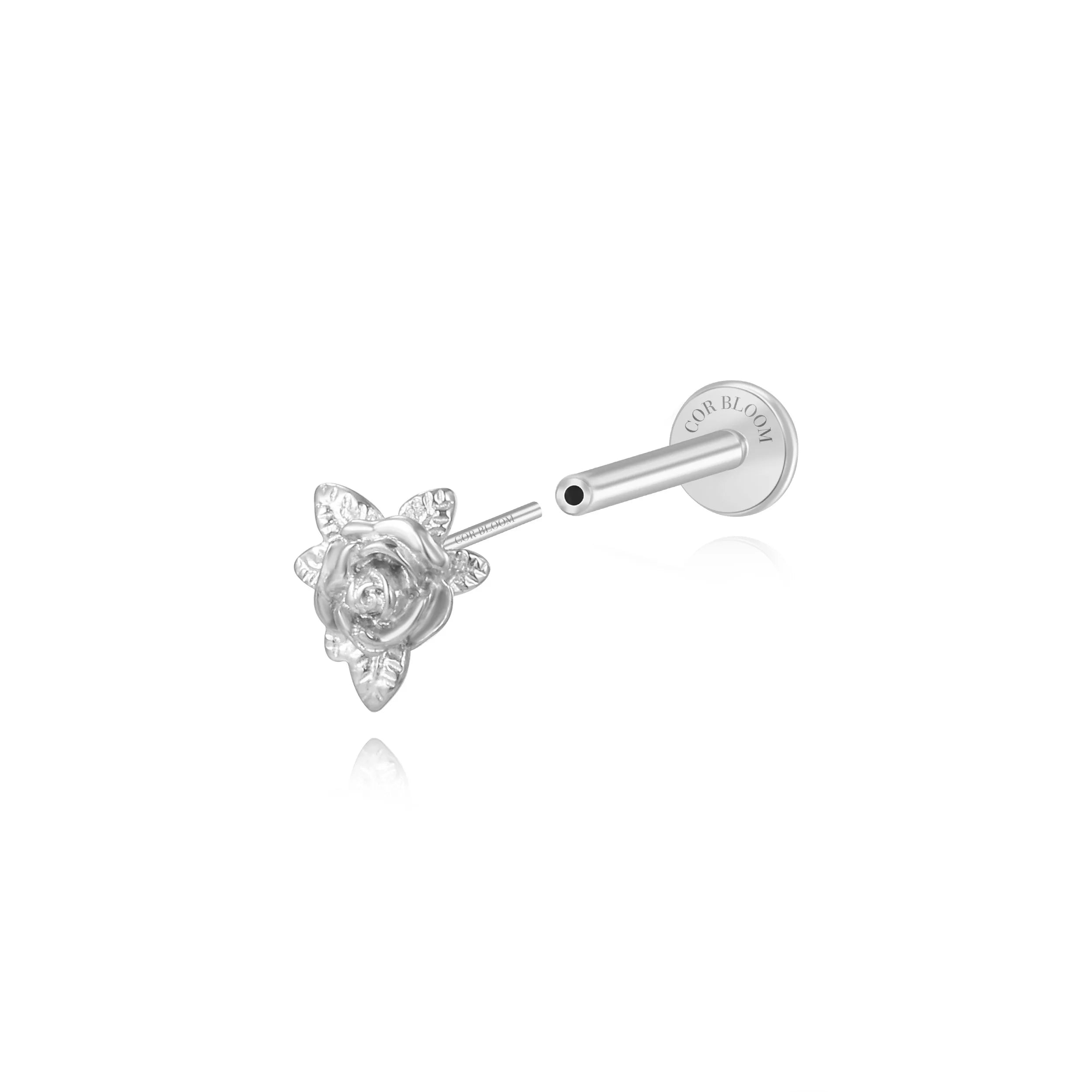 Titanium Rosy Rose Flat Back Stud