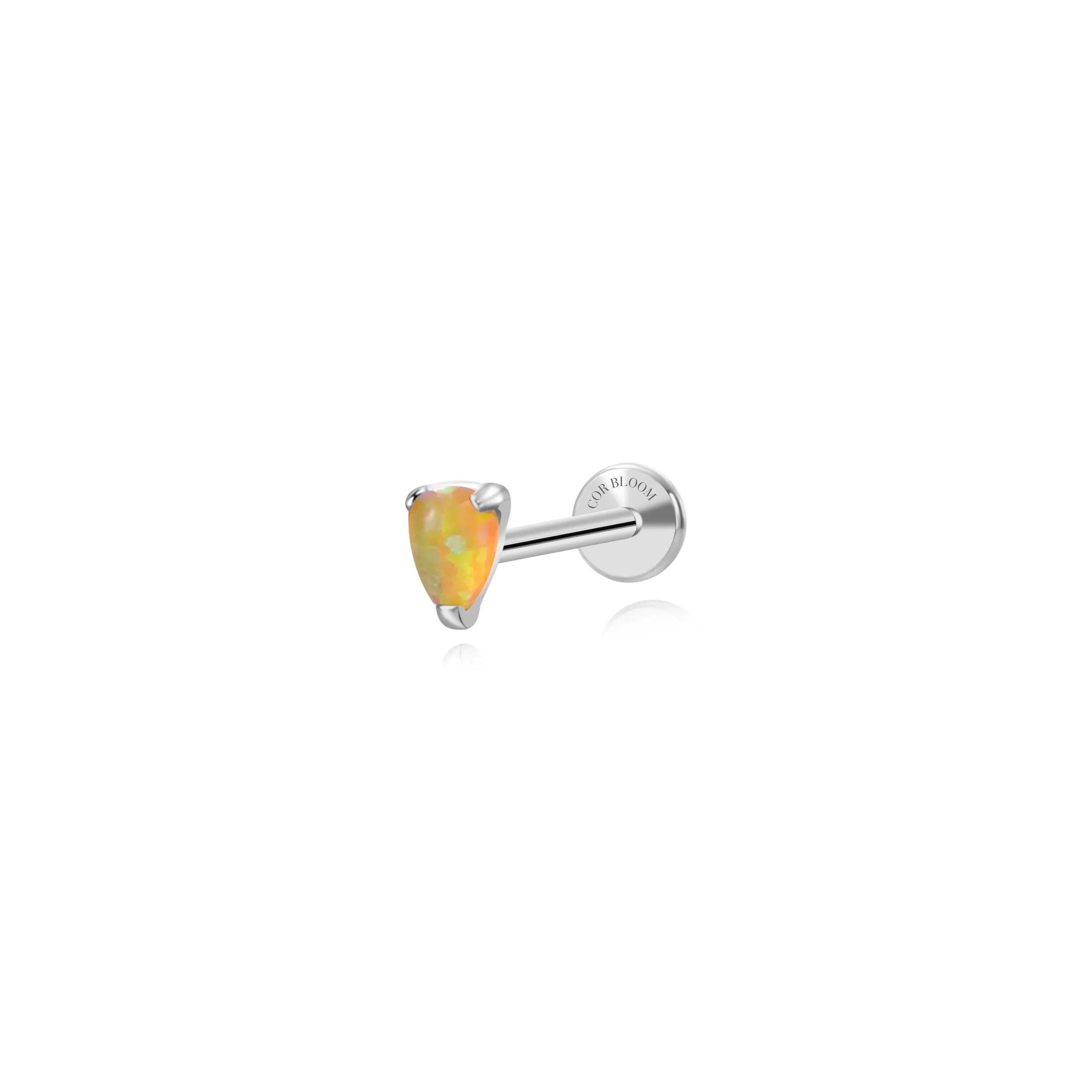 Titanium Mini Angie Yellow Opal Pear Flatback Stud