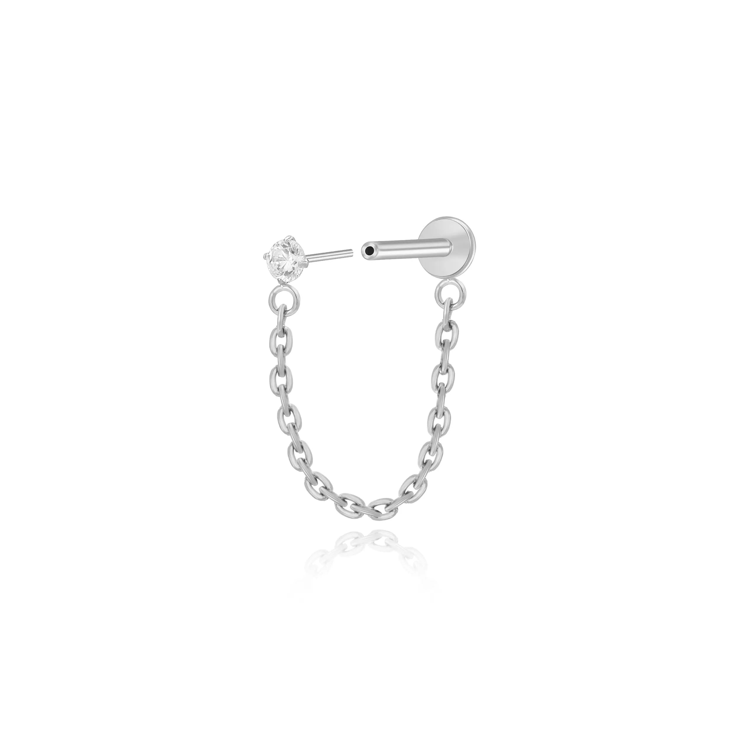 Titanium Elise Solitaire Diamond Chain Stud