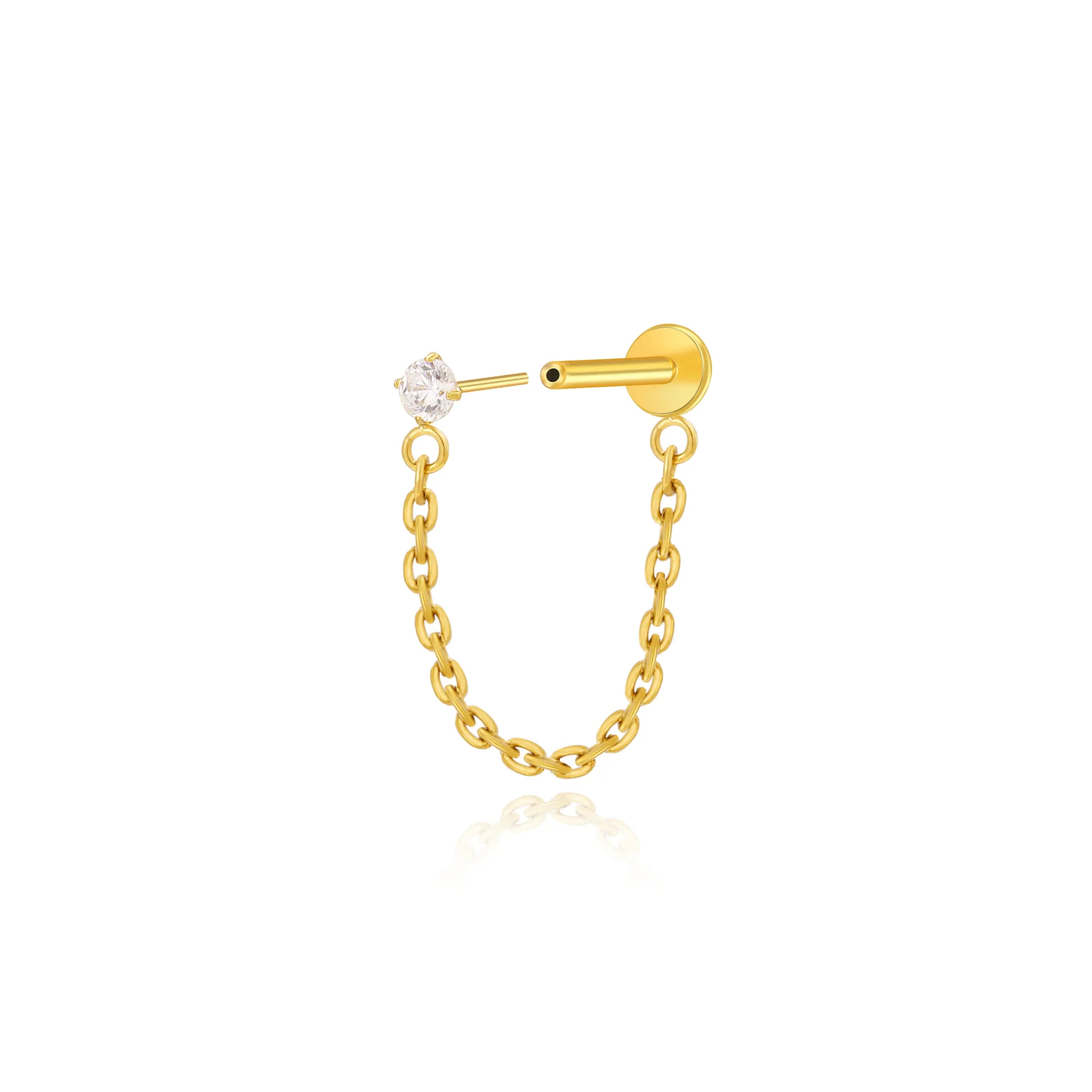 Titanium Elise Solitaire Diamond Chain Stud
