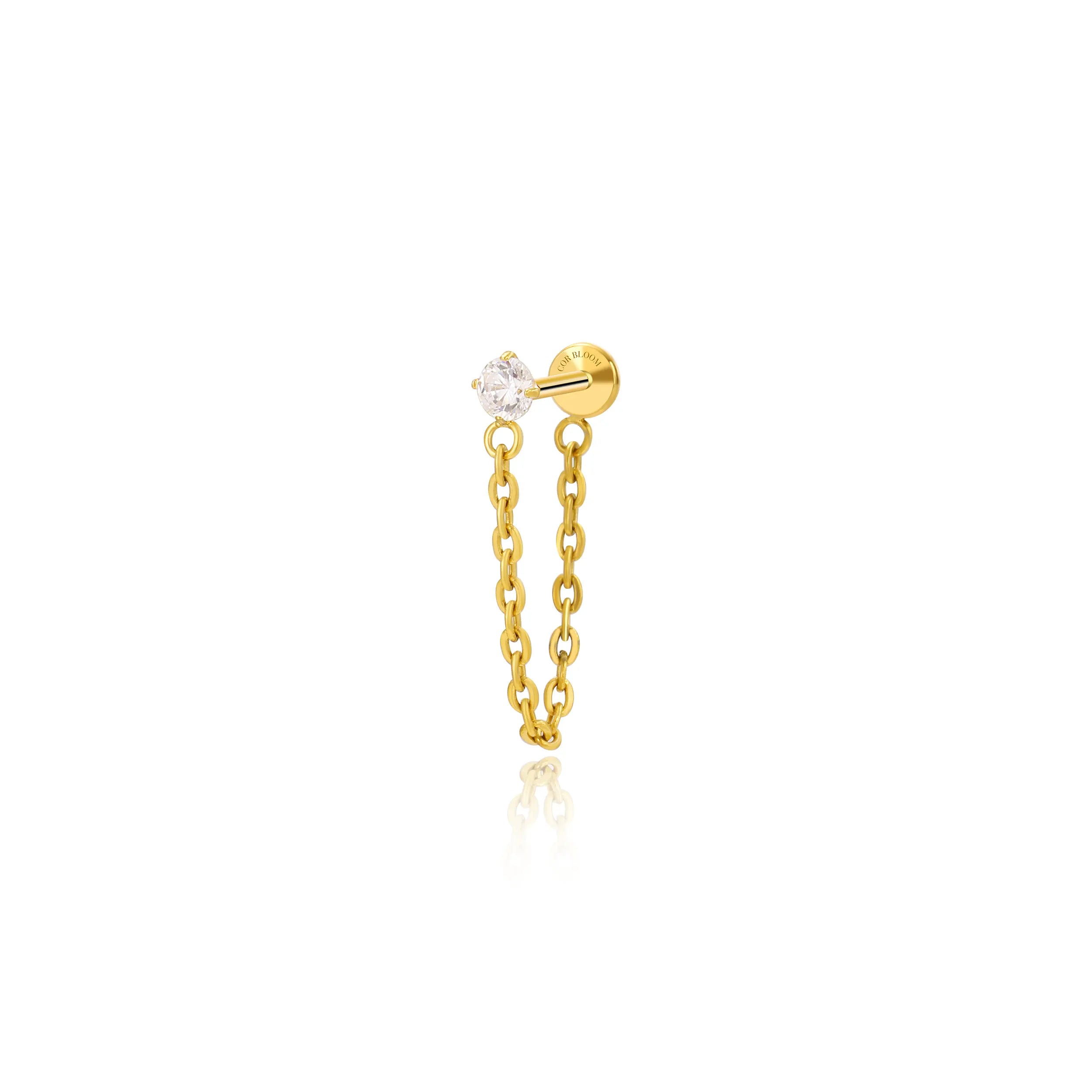 Titanium Elise Solitaire Diamond Chain Stud