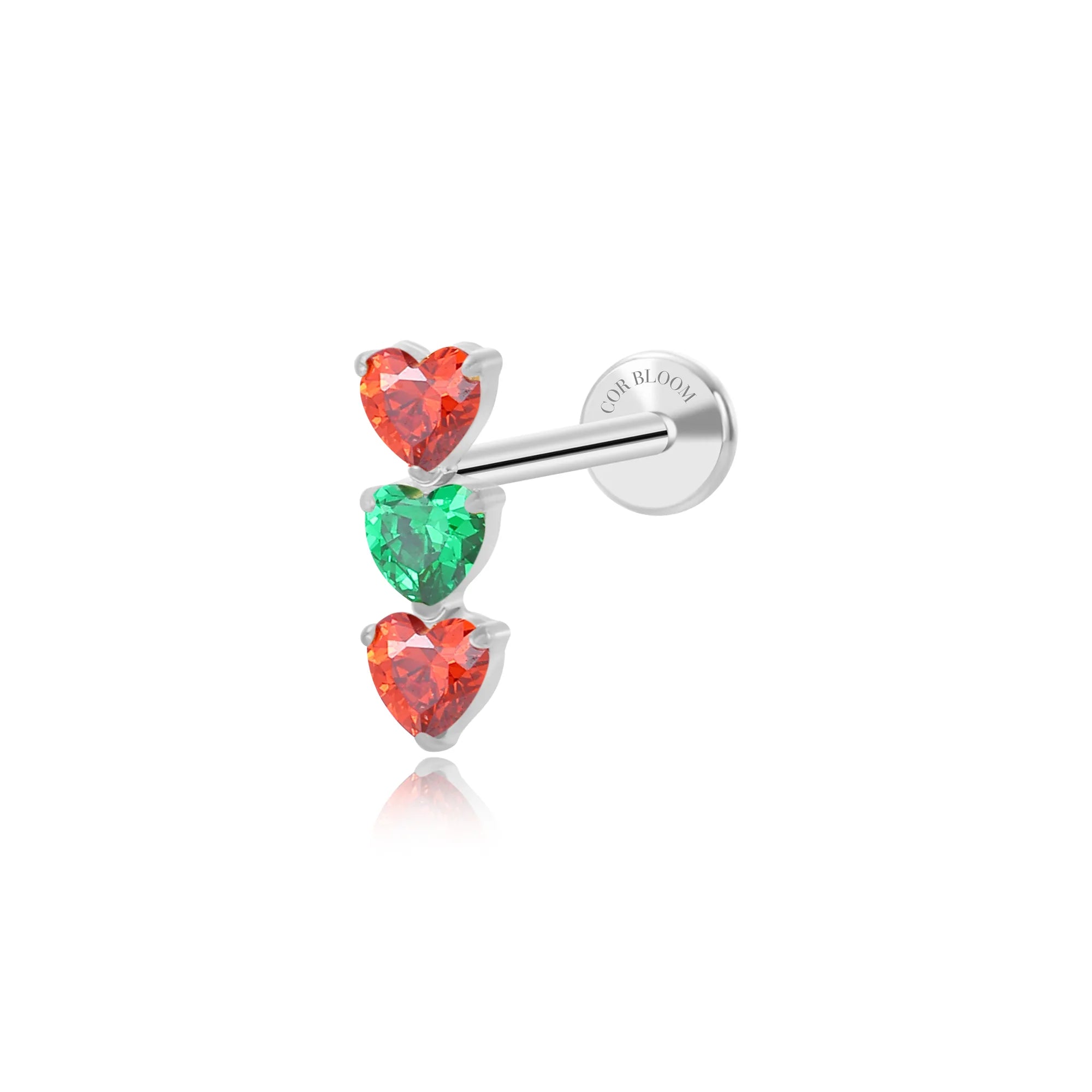 Titanium Adelpha Trio Heart Stud - Fiesta