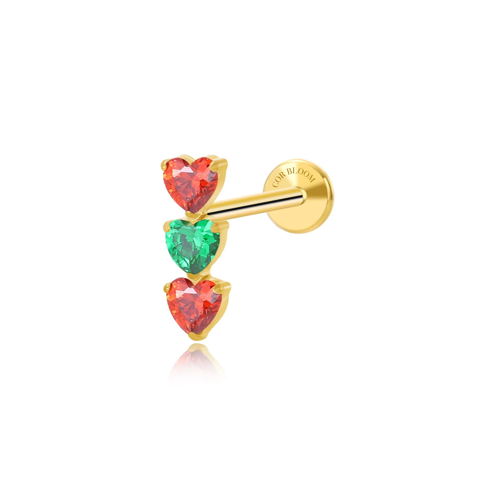 Titanium Adelpha Trio Heart Stud - Fiesta