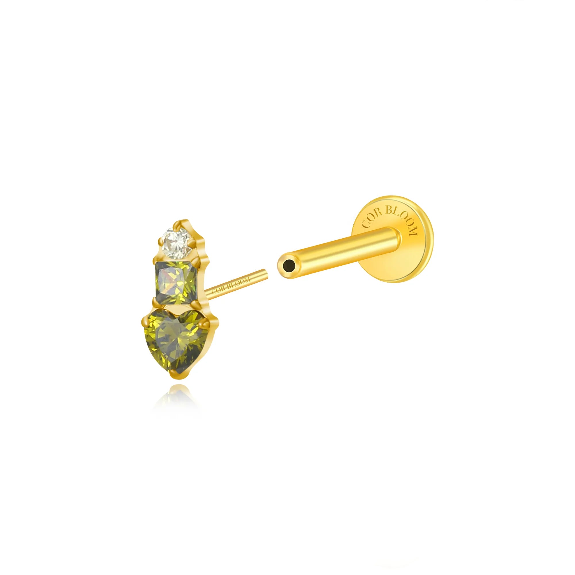 Titanium Eudora Heart Stud - Gradient Peridot