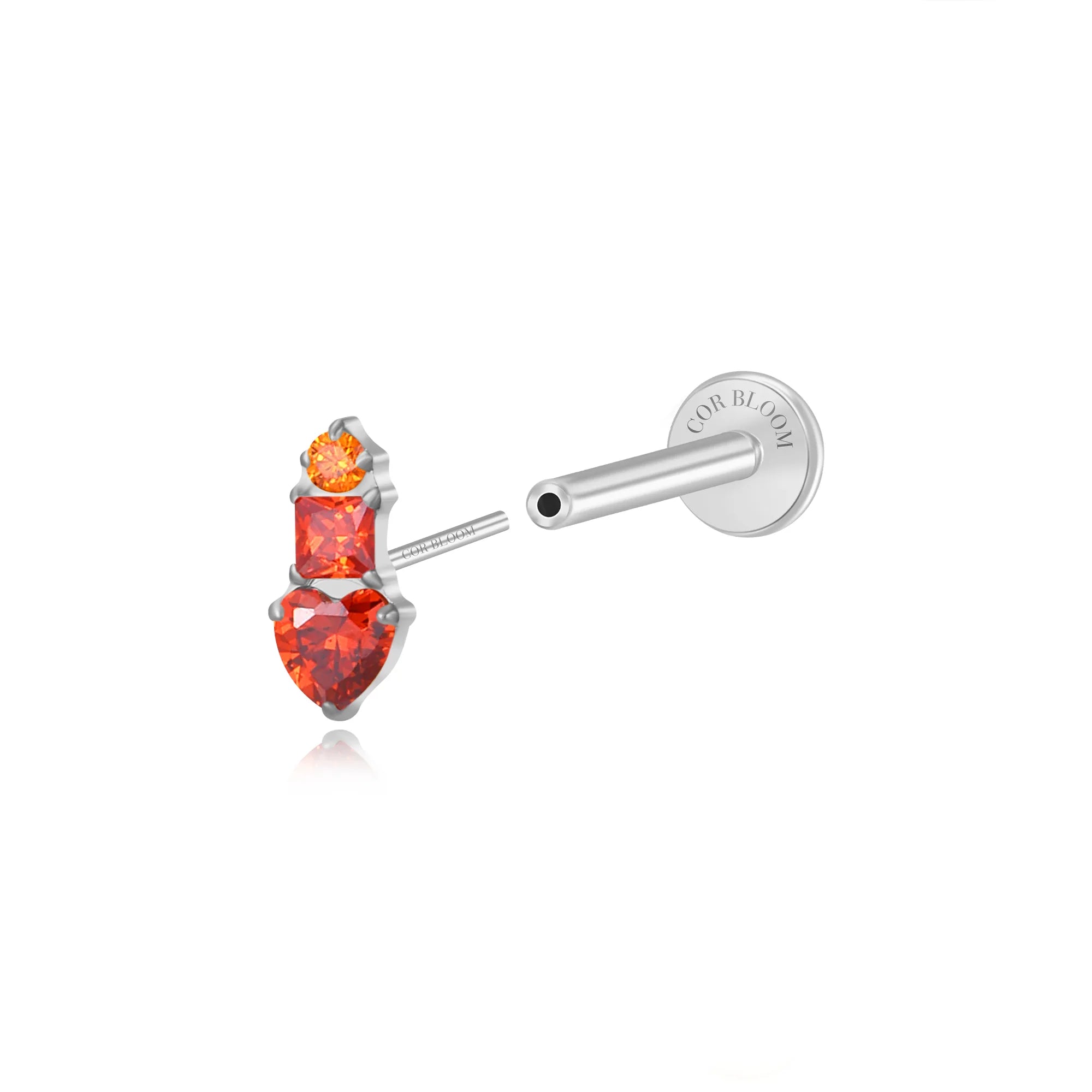 Titanium Eudora Heart Stud - Gradient Red