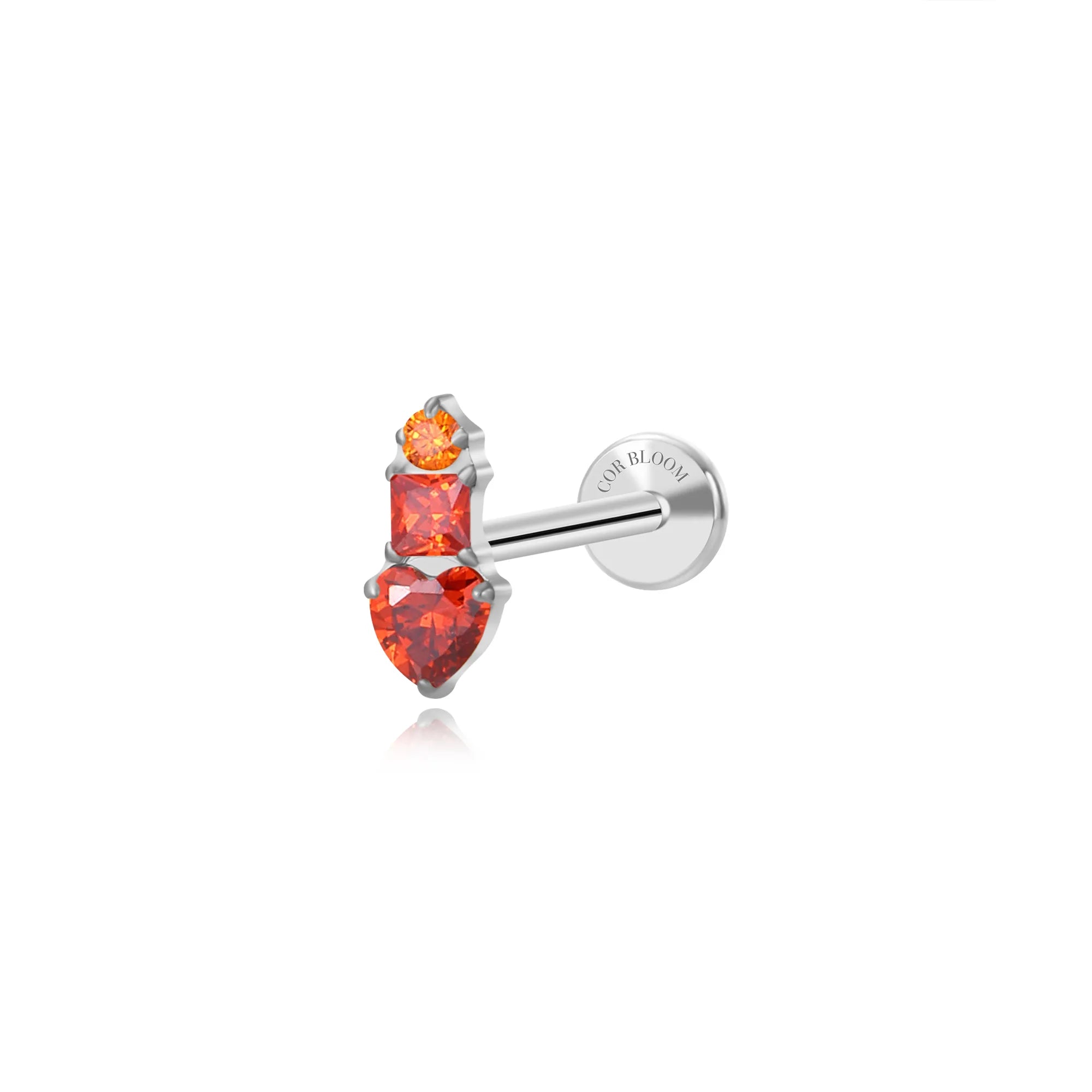 Titanium Eudora Heart Stud - Gradient Red