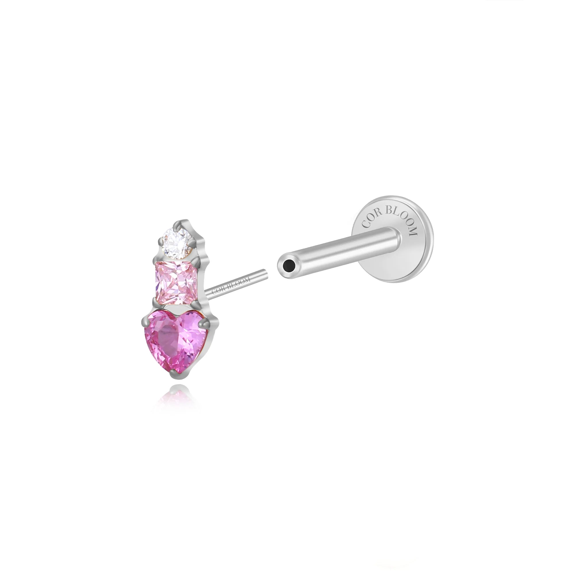 Titanium Eudora Heart Stud - Gradient Pink