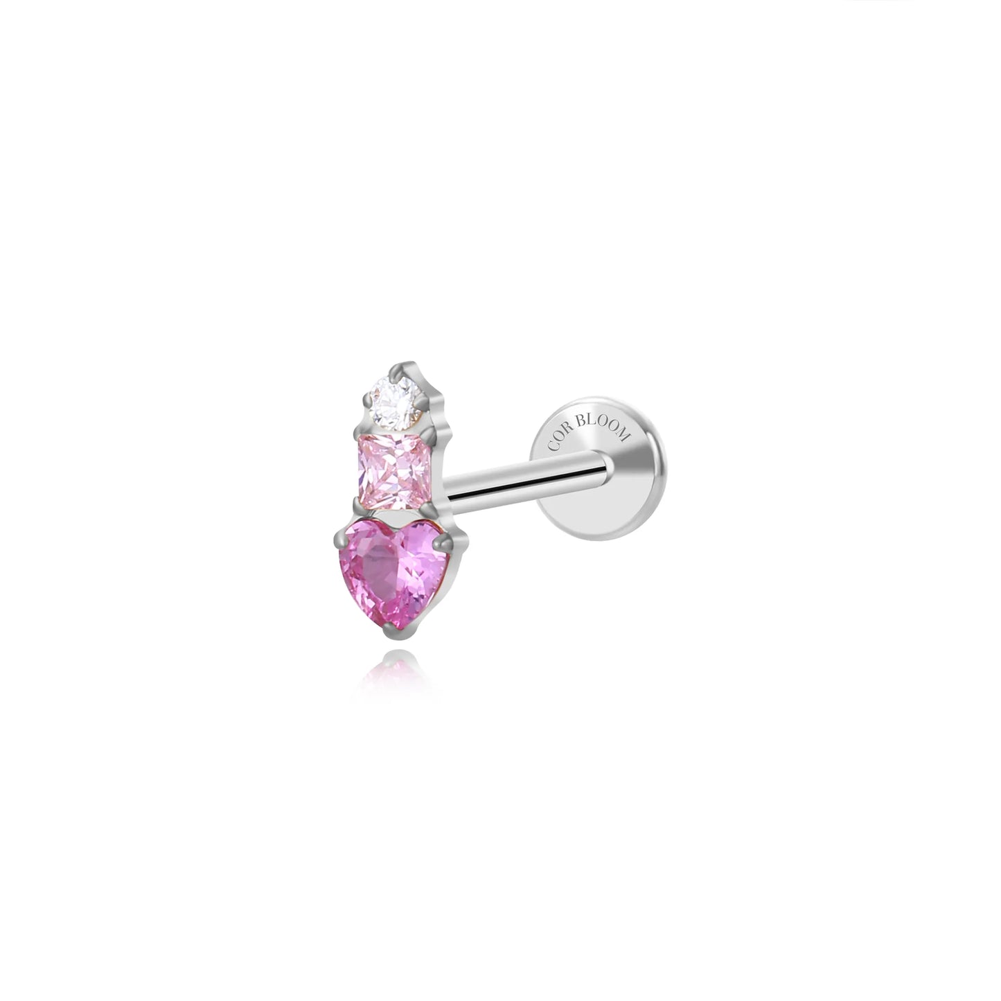 Titanium Eudora Heart Stud - Gradient Pink