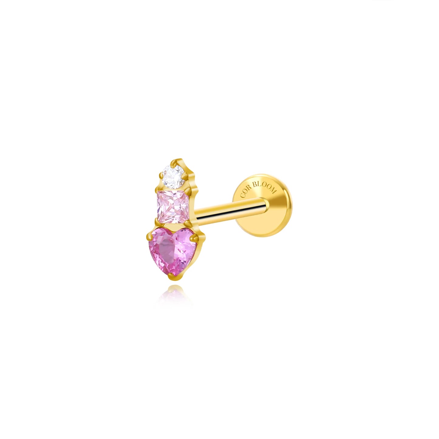 Titanium Eudora Heart Stud - Gradient Pink