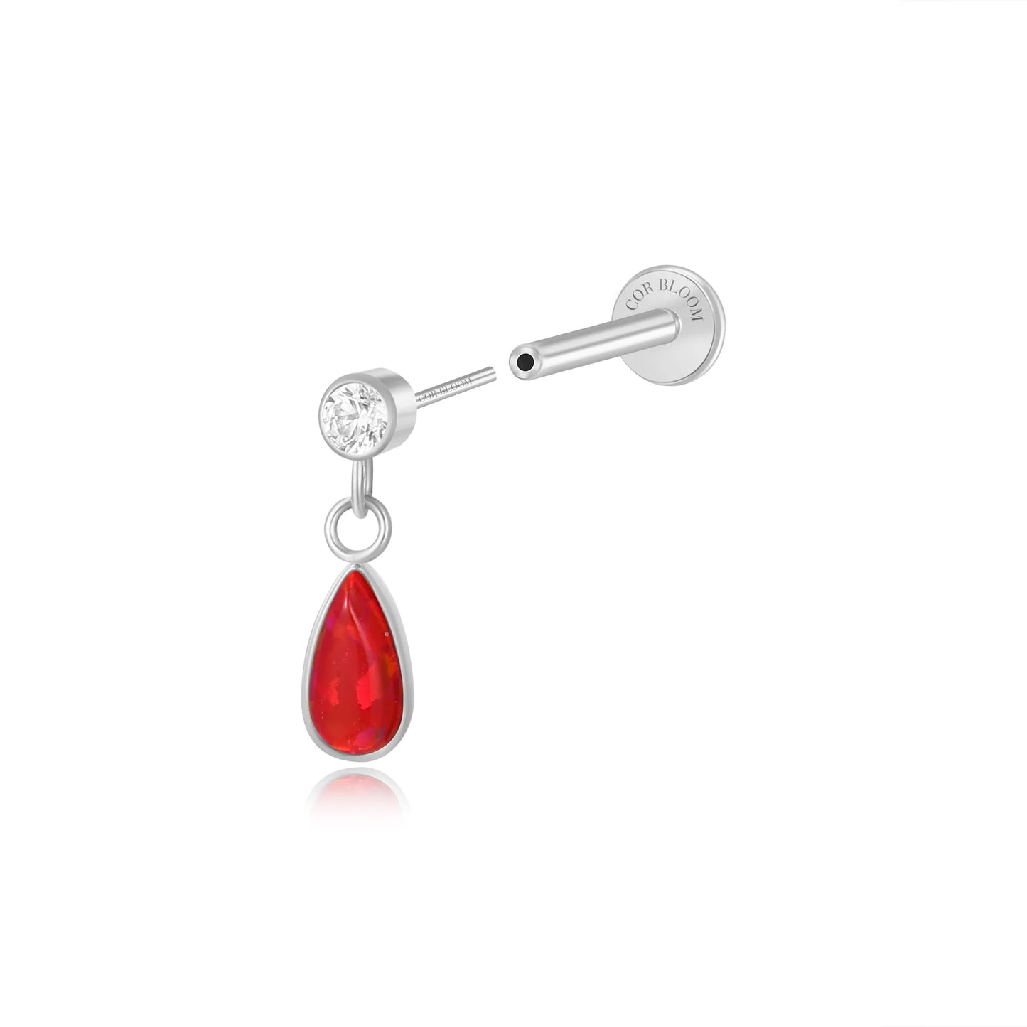 Titanium Adara Red Opal Dangling Stud - Cleopatra