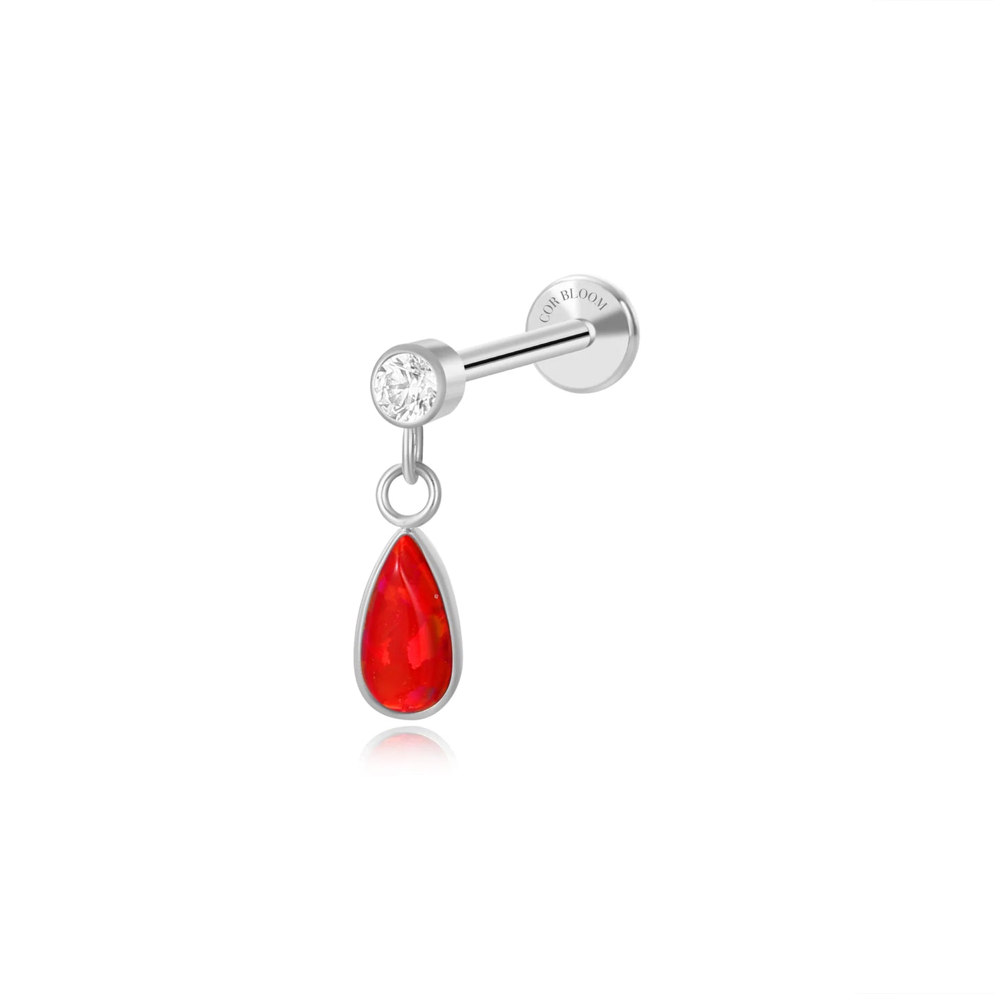 Titanium Adara Red Opal Dangling Stud - Cleopatra