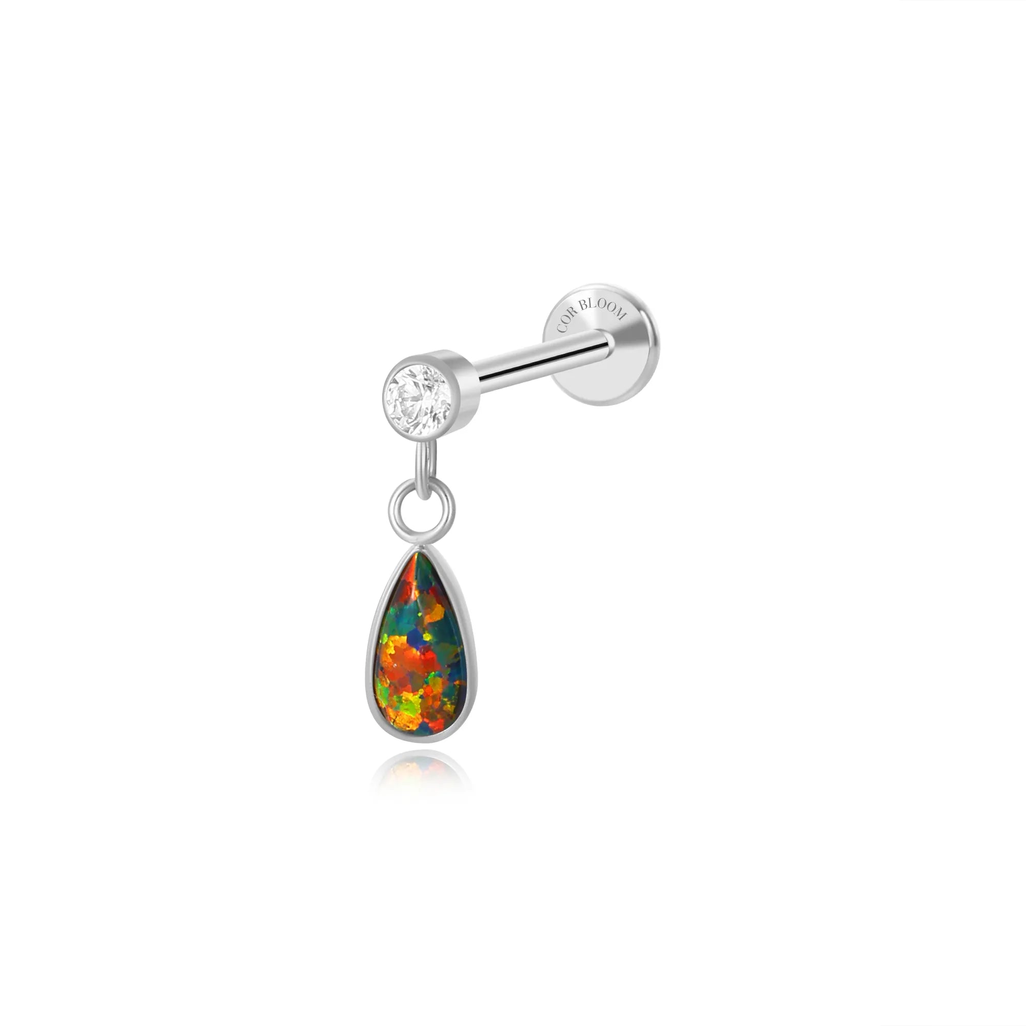 Titanium Adara Black Opal Dangling Stud