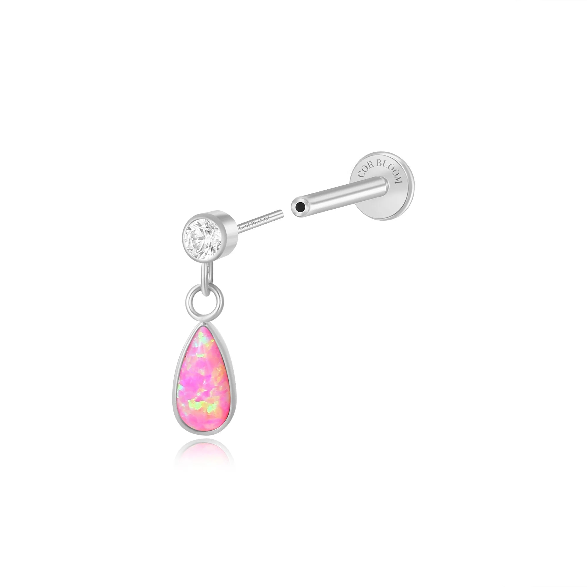 Titanium Adara Pink Opal Dangling Stud