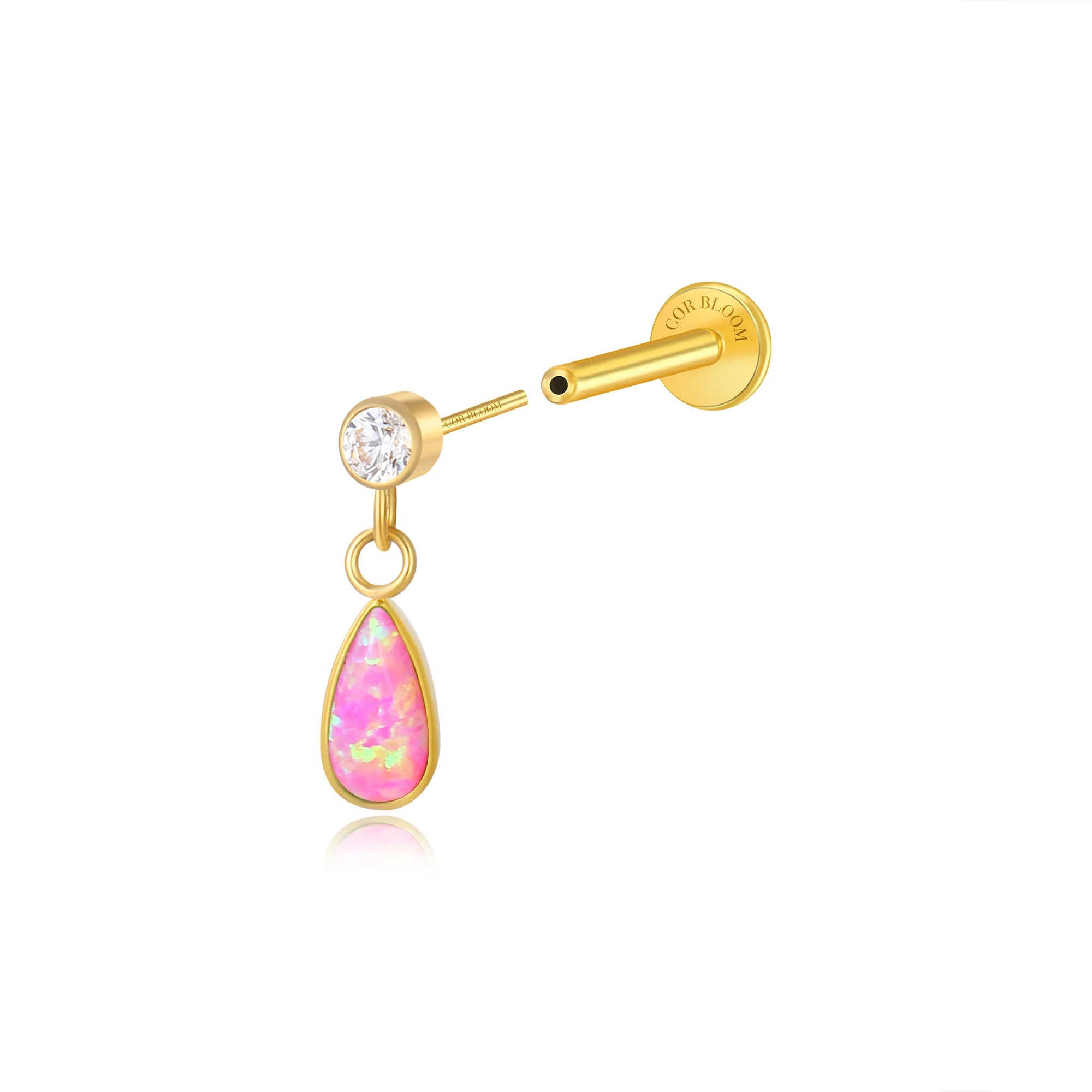 Titanium Adara Pink Opal Dangling Stud
