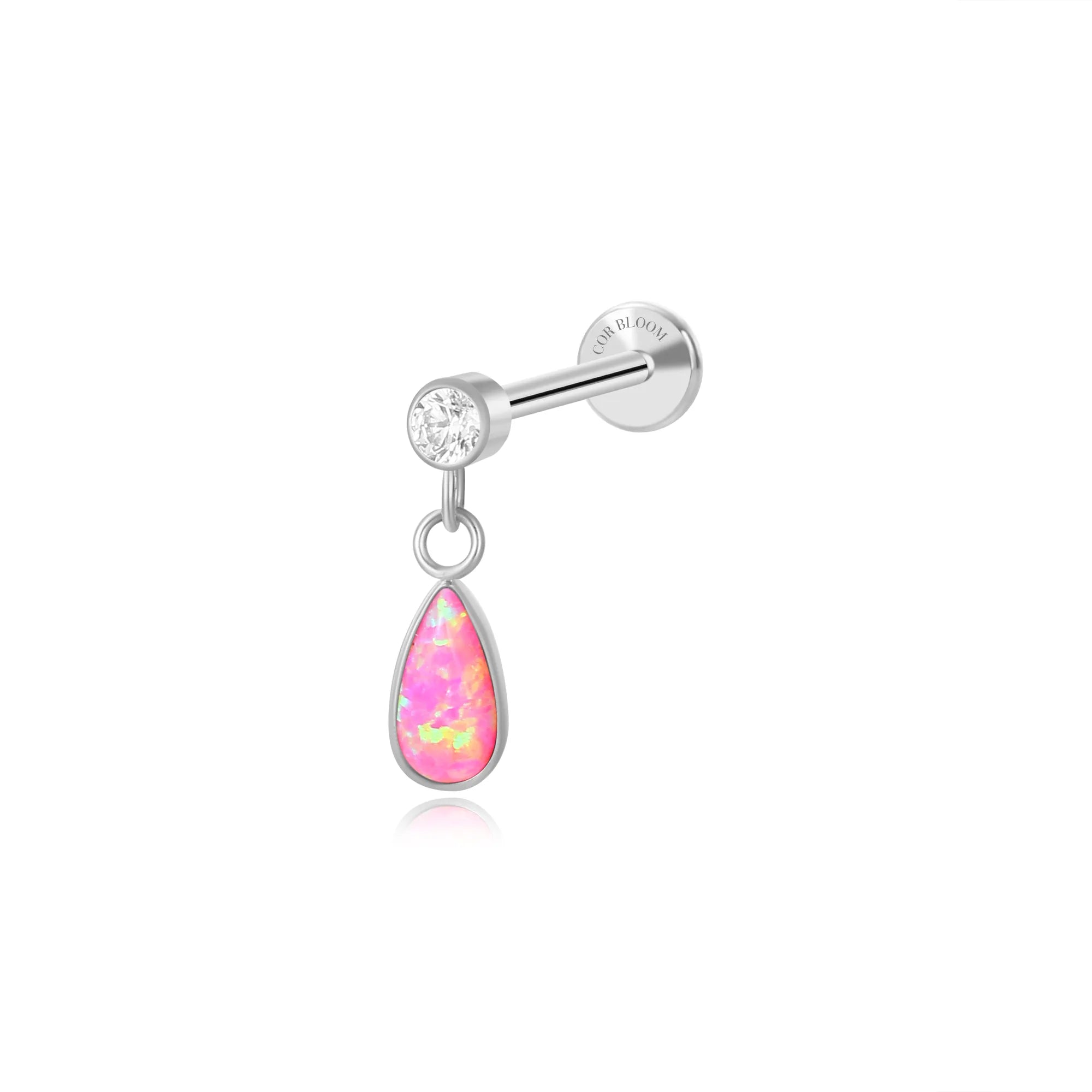 Titanium Adara Pink Opal Dangling Stud