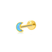 Titanium Ocean Blue Opal Moon Magic Flat Back Stud