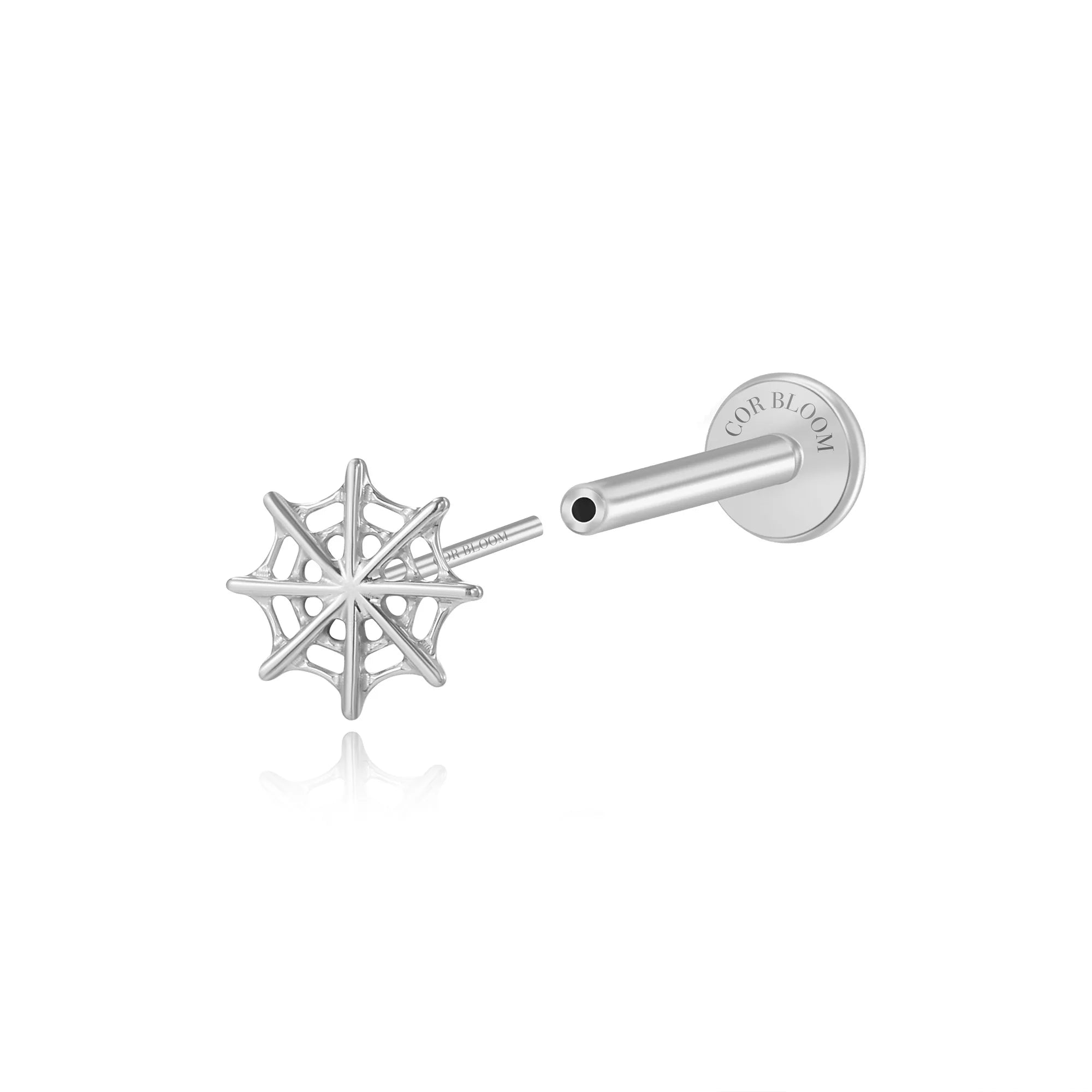 Solid Titanium Spider Web Flat Back Stud