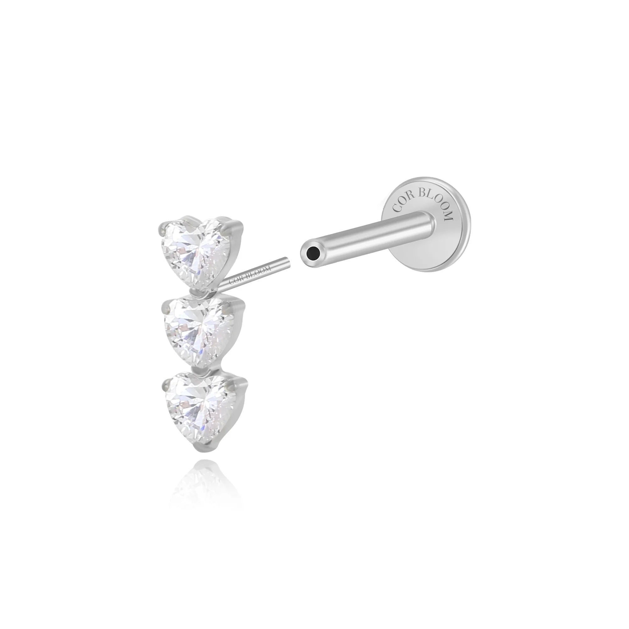 Titanium Adelpha Trio Pure White Heart Stud