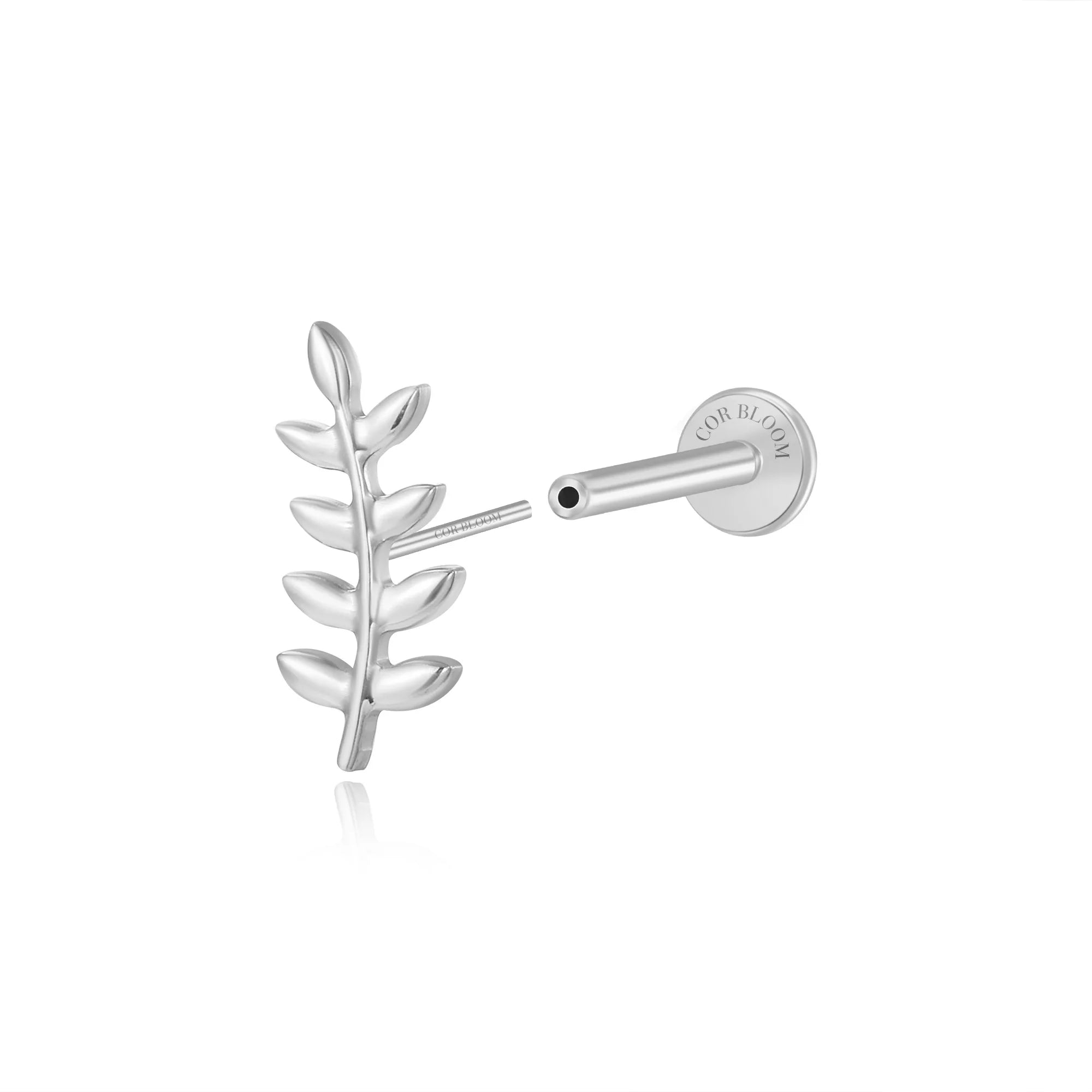 Solid Titanium Apollo Leaf Flat Back Stud