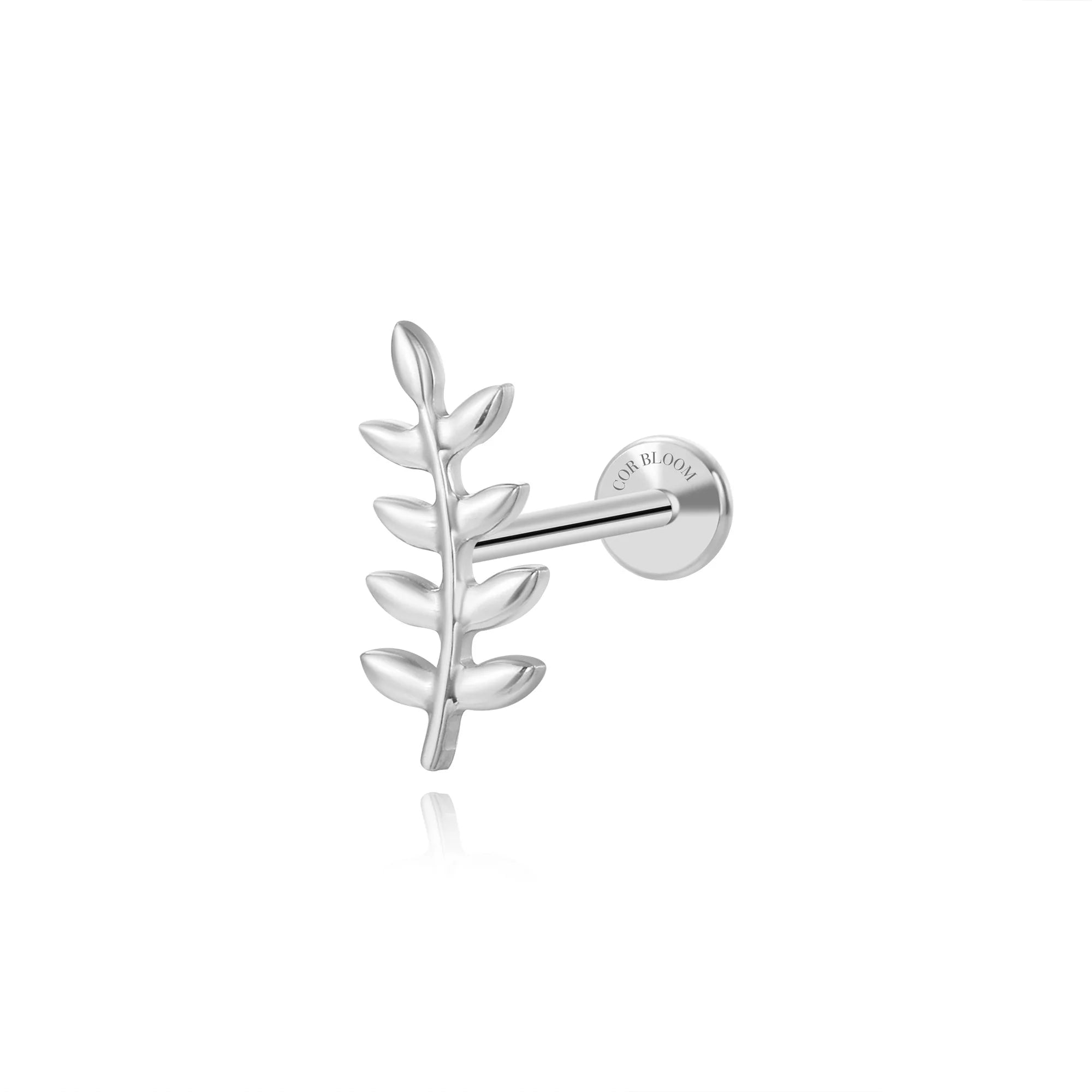 Solid Titanium Apollo Leaf Flat Back Stud