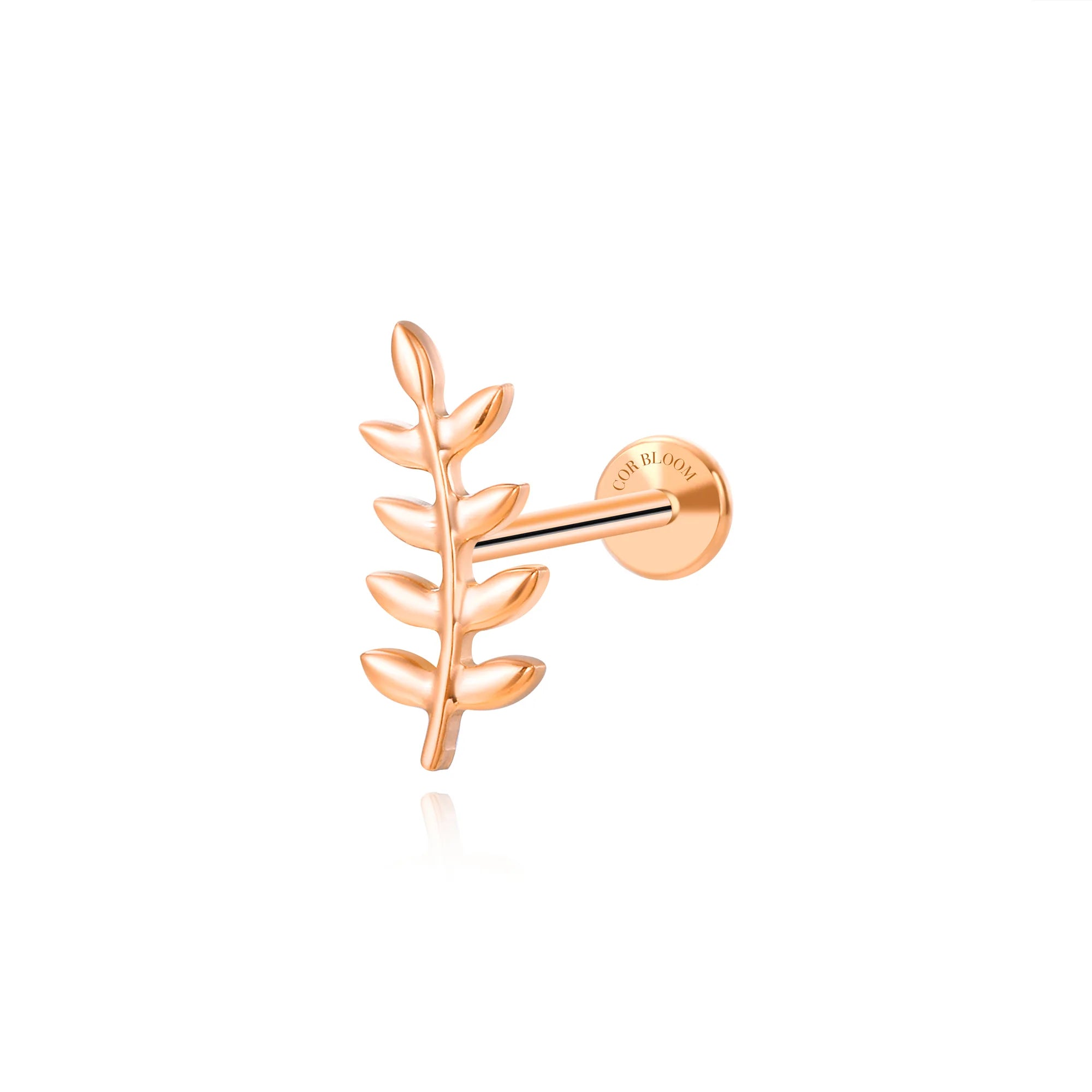 Solid Titanium Apollo Leaf Flat Back Stud