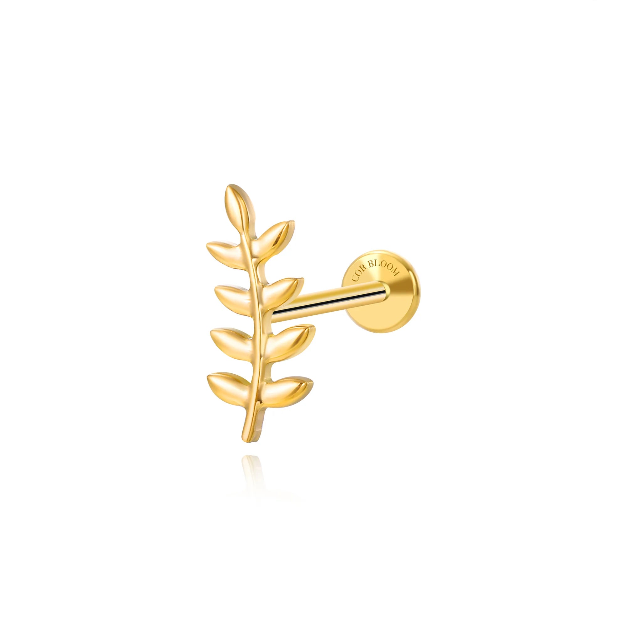 Solid Titanium Apollo Leaf Flat Back Stud