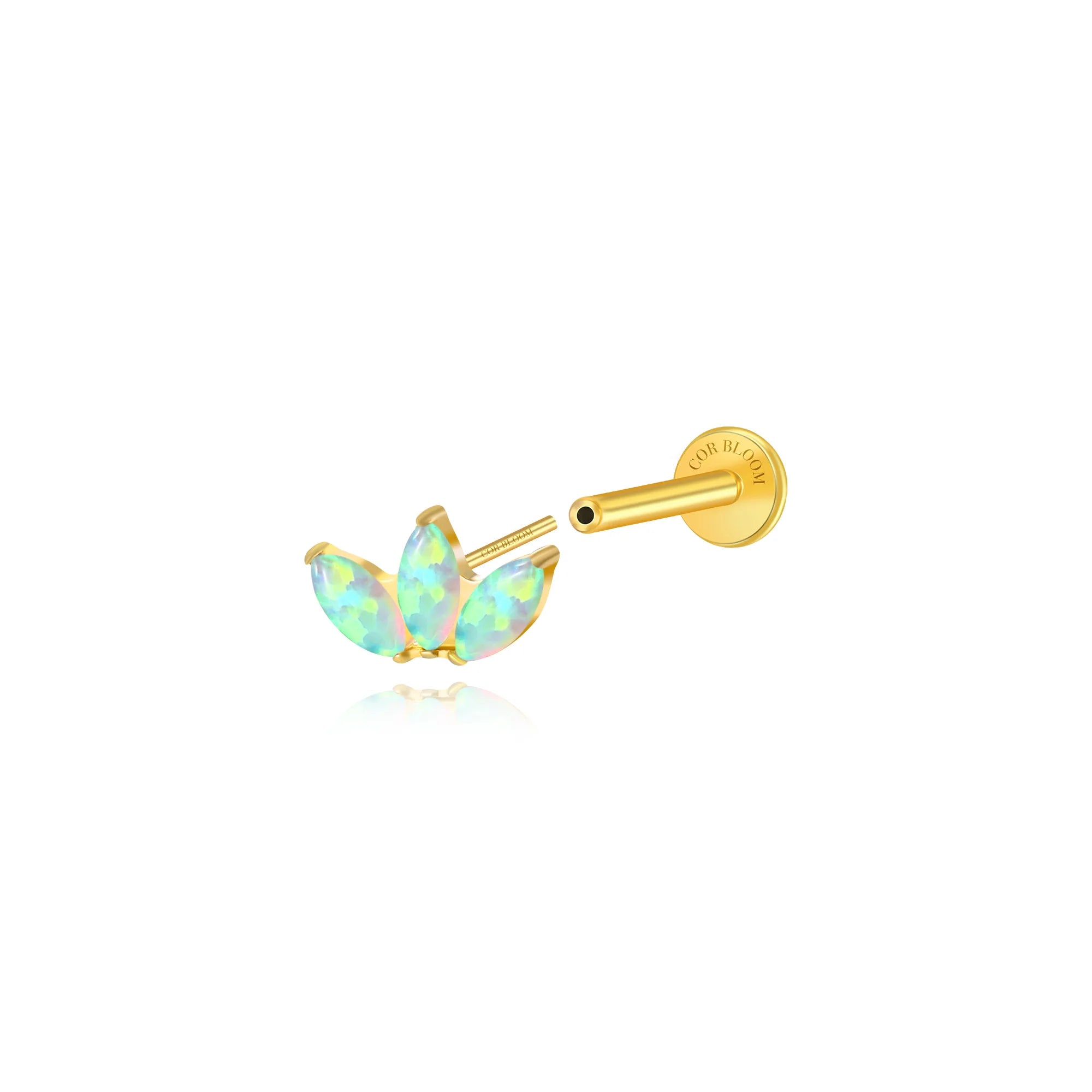Titanium Kratos 3-Petal Dreamy Green Opal Stud