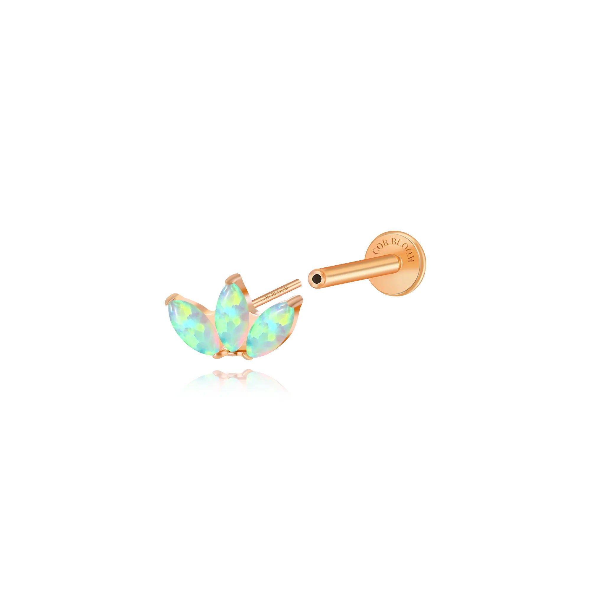 Titanium Kratos 3-Petal Dreamy Green Opal Stud