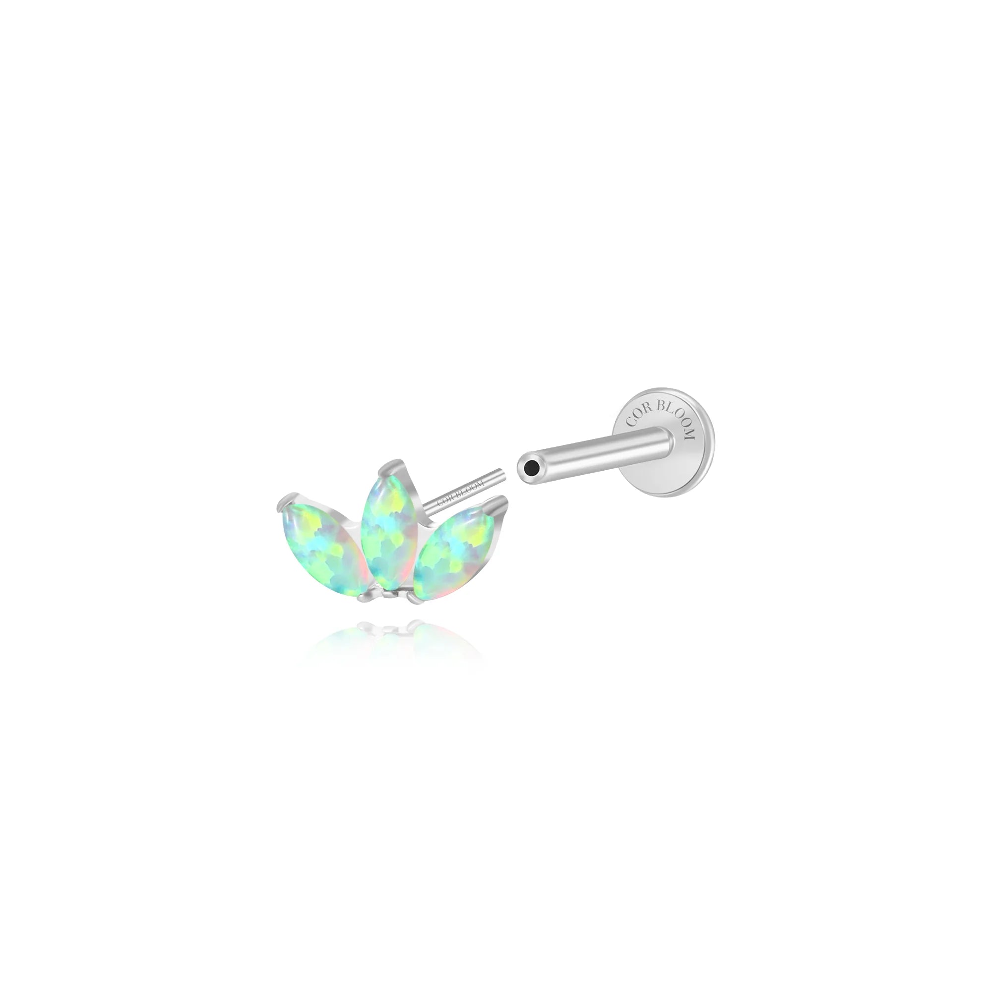 Titanium Kratos 3-Petal Dreamy Green Opal Stud