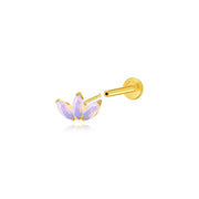 Titanium Kratos 3-Petal Light Pink Moonstone Flat Back Stud