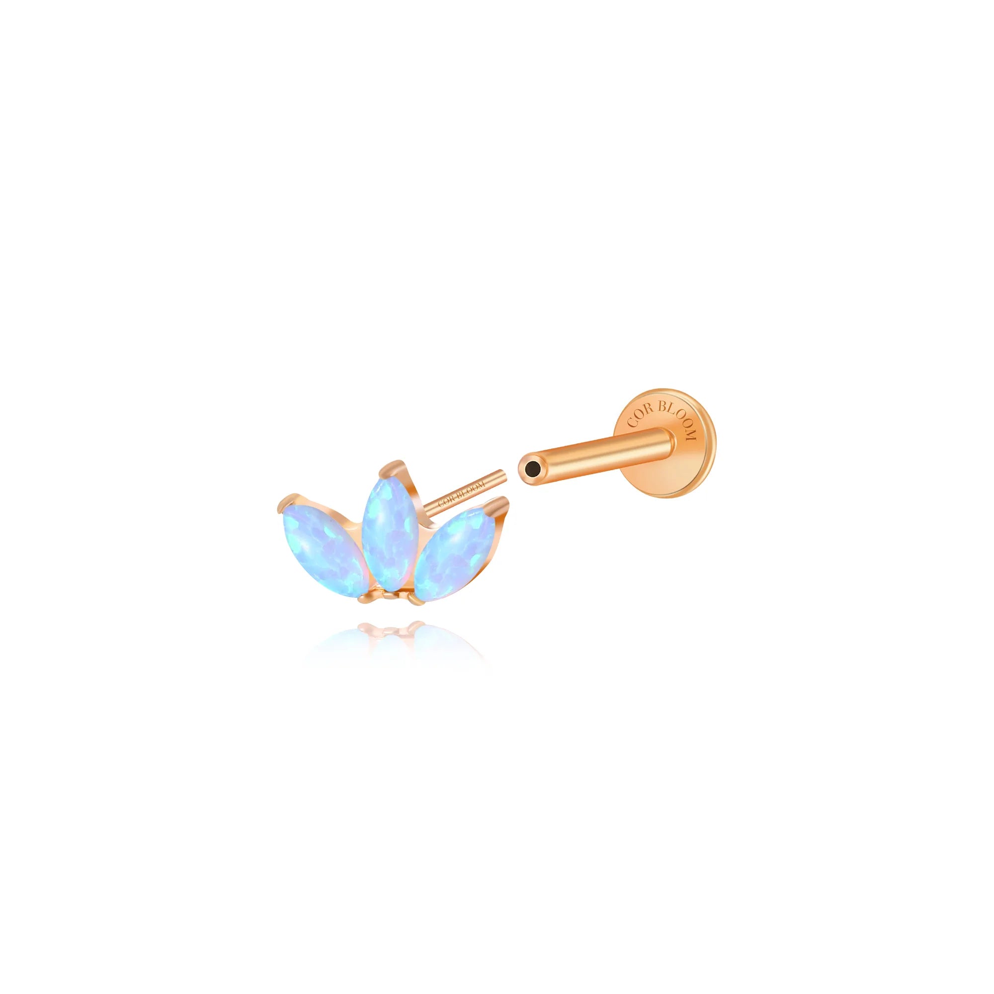 Titanium Kratos 3-Petal Baby Blue Opal Stud