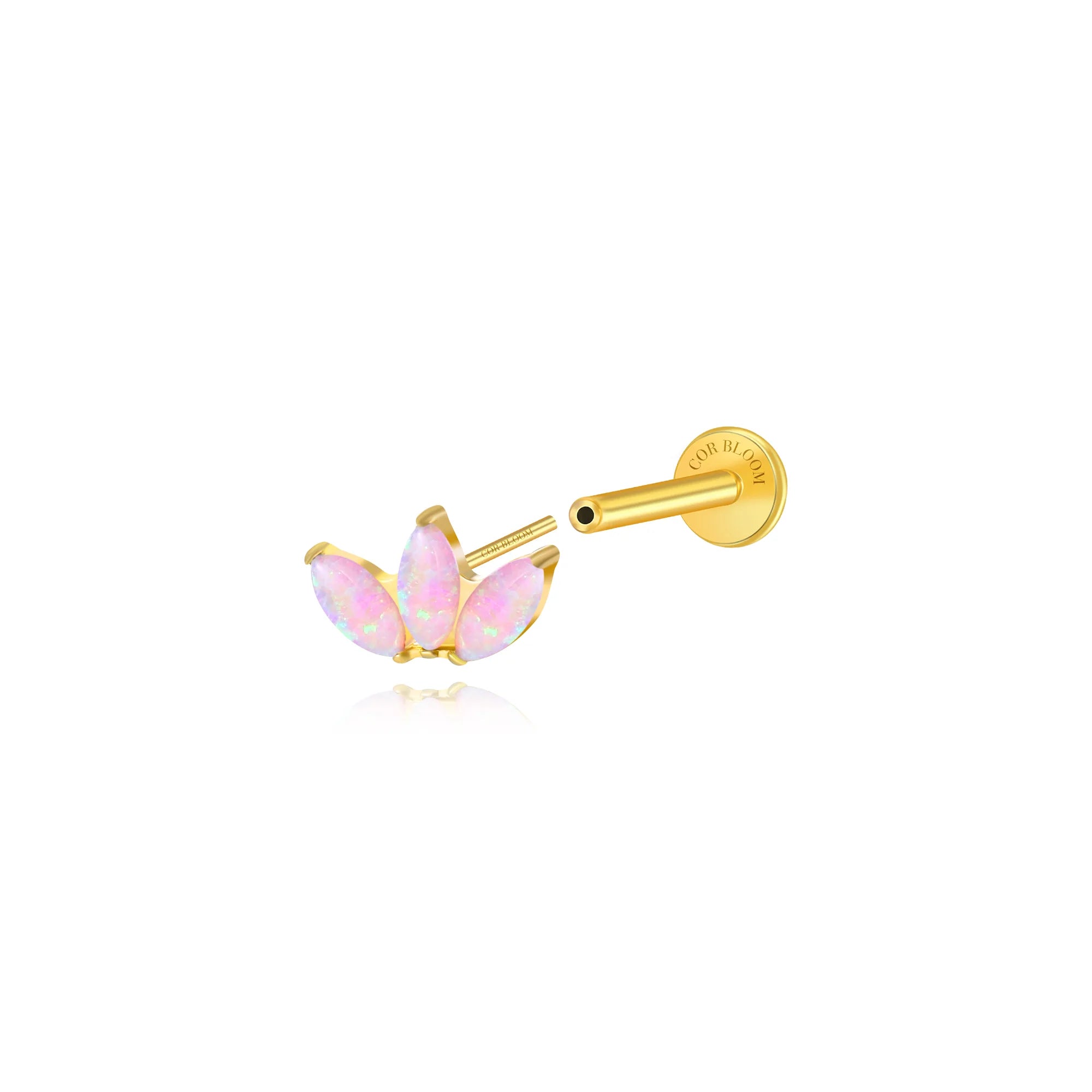 Titanium Kratos 3-Petal Rosy Pink Opal Stud