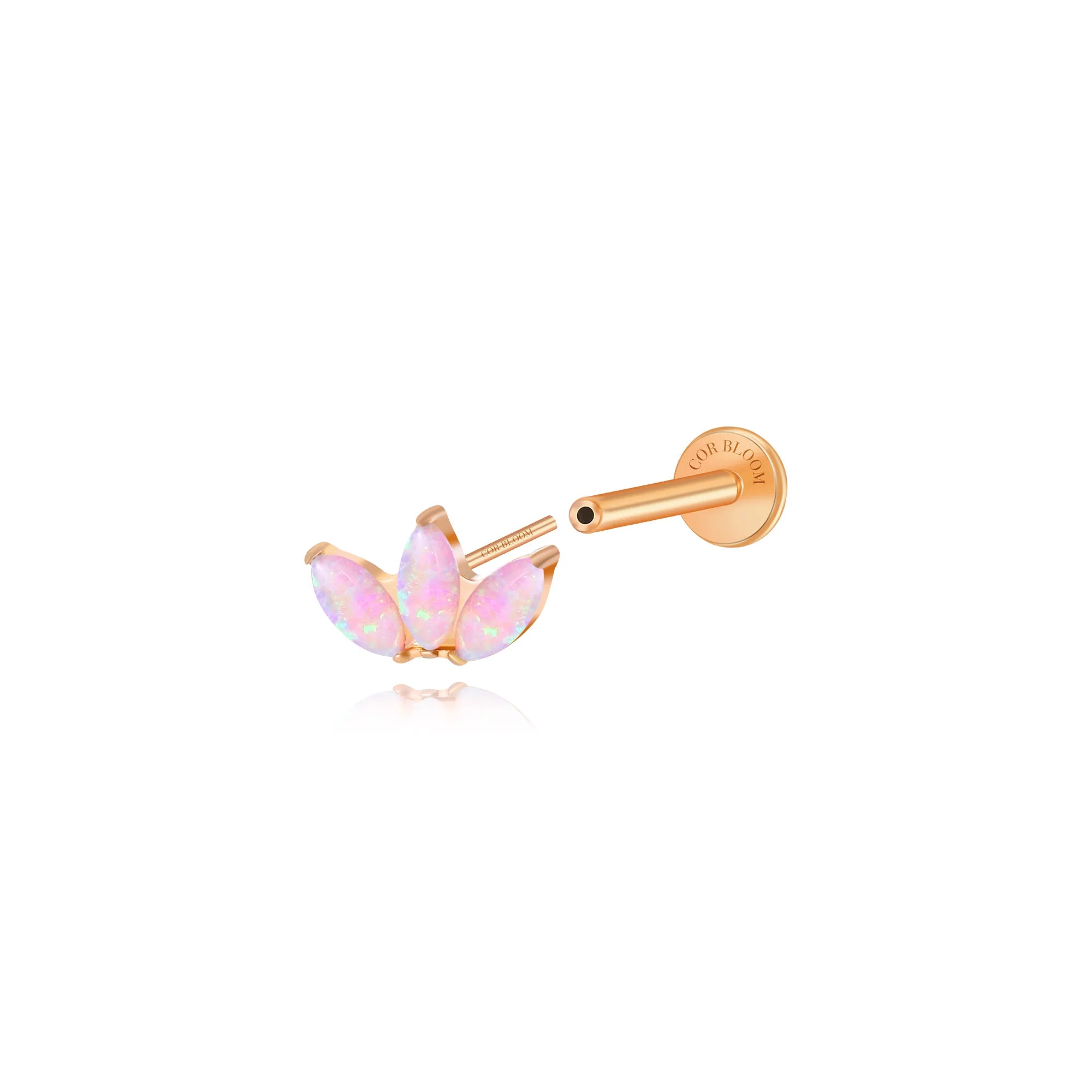 Titanium Kratos 3-Petal Rosy Pink Opal Stud