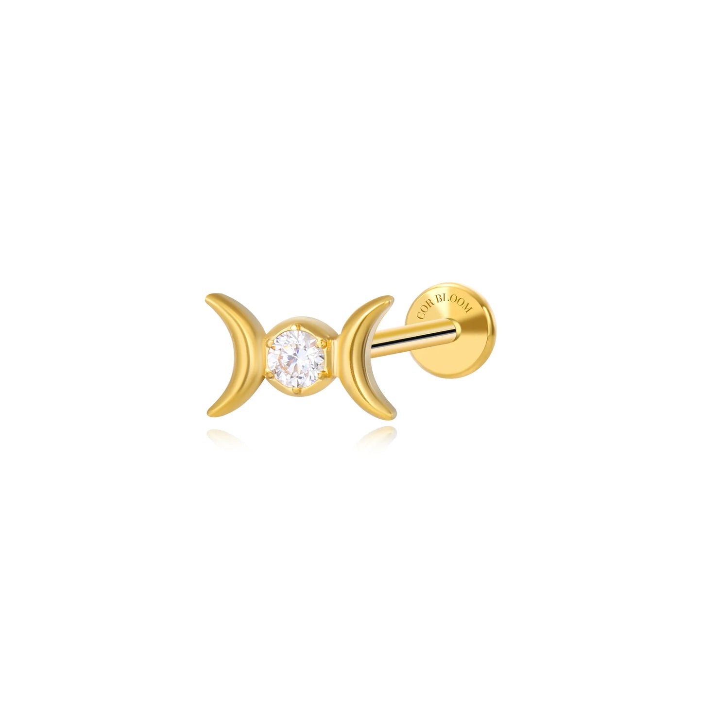 Titanium Amaryllis White Diamond Moon Phases Stud