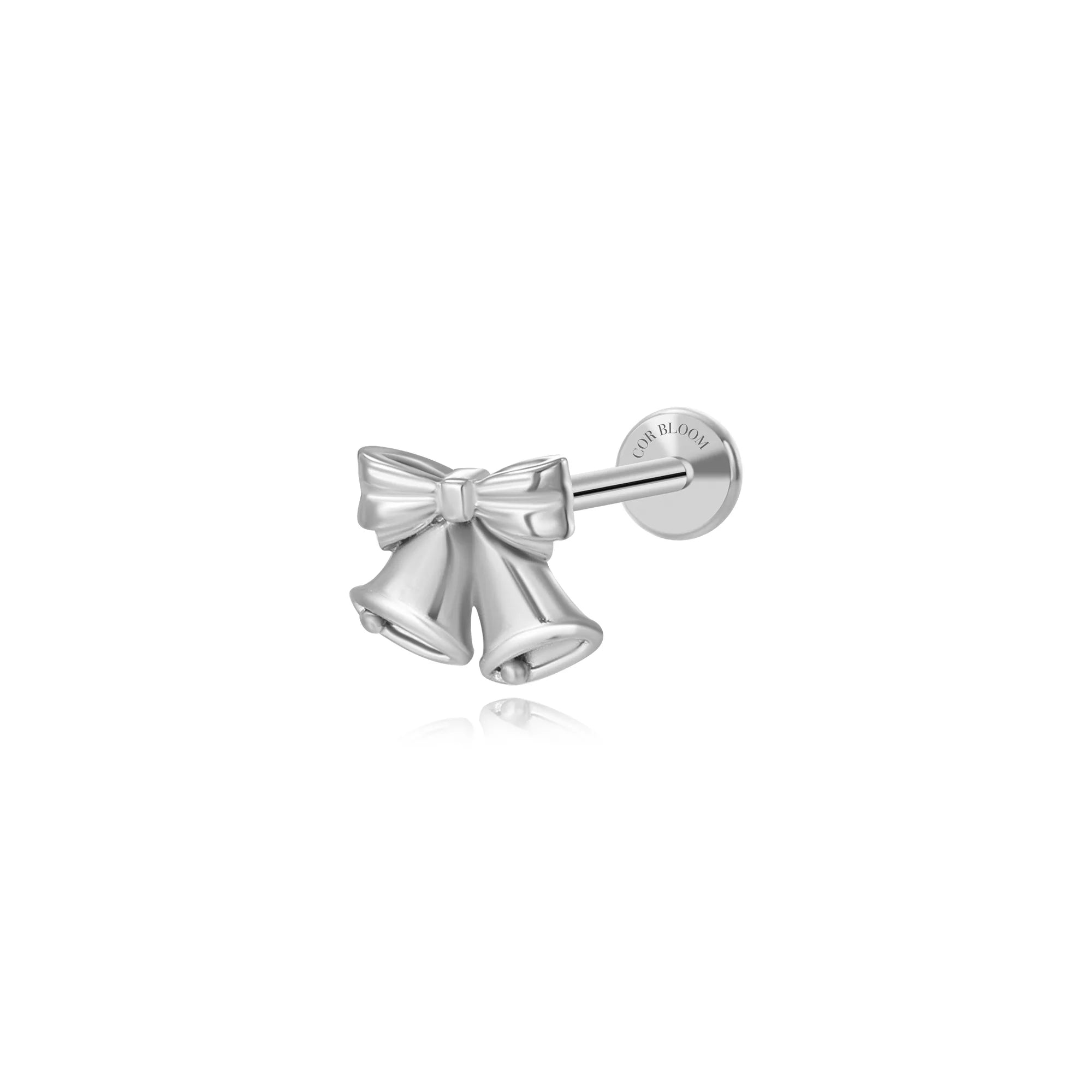 Solid Titanium Jingle Bells Flat Back Stud