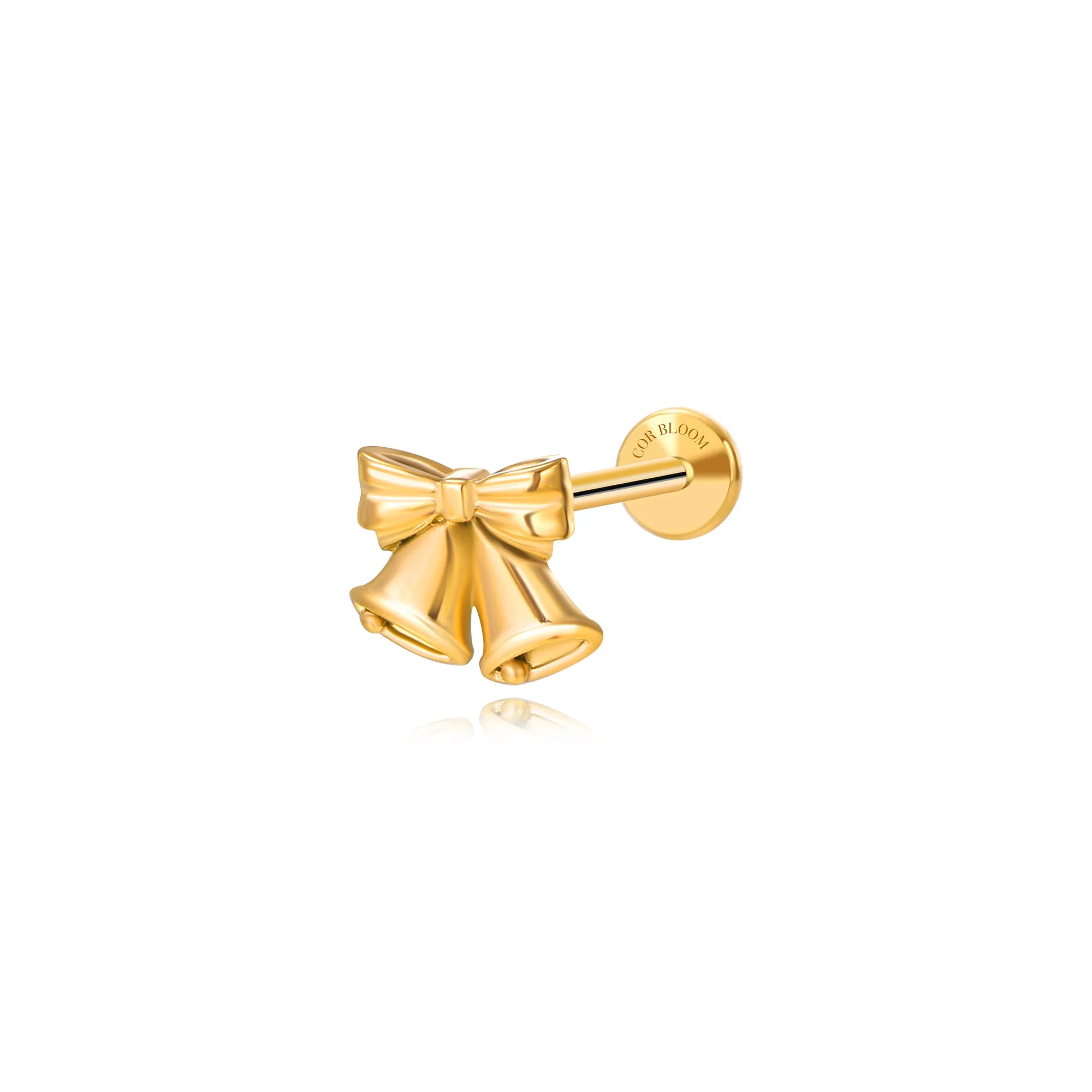 Solid Titanium Jingle Bells Flat Back Stud