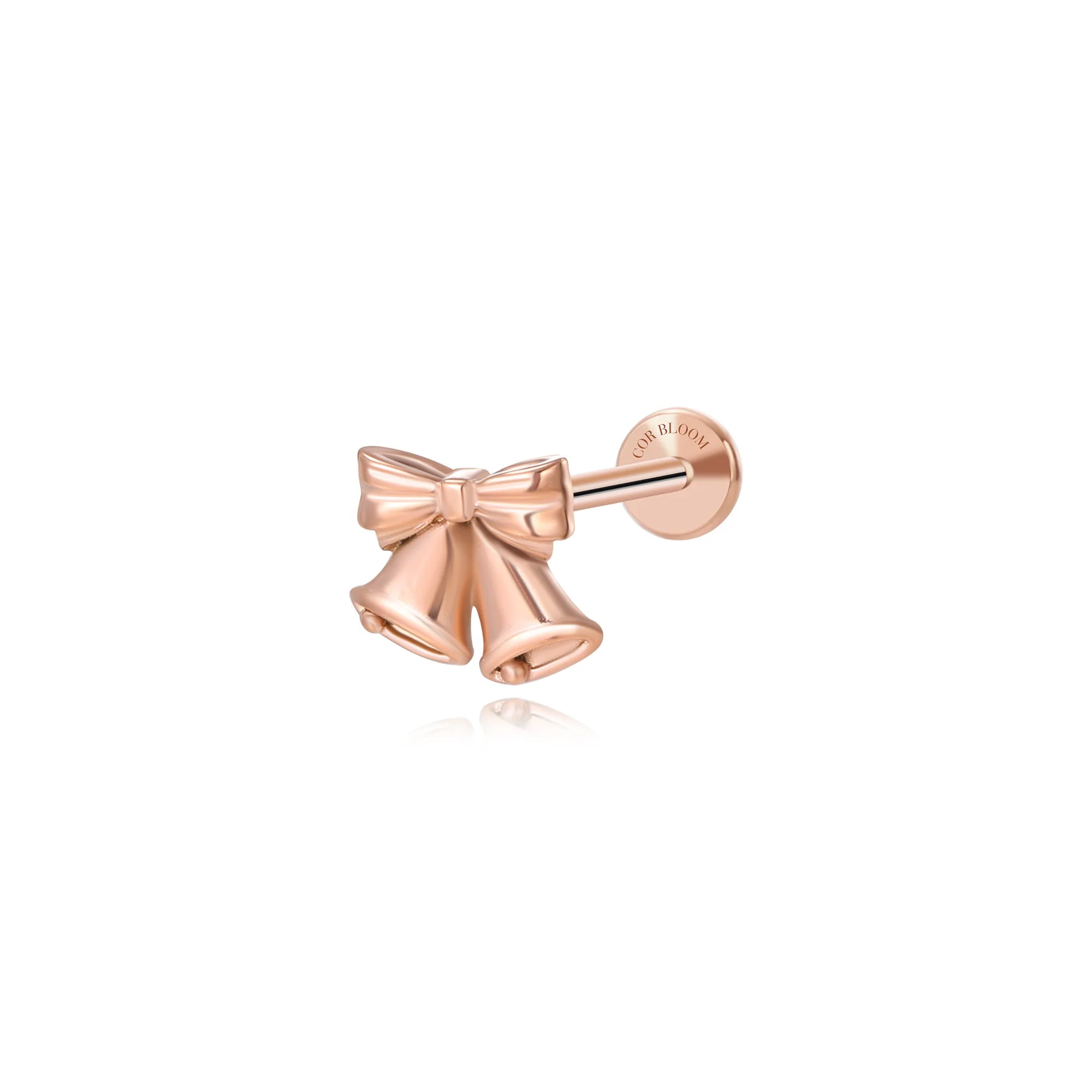 Solid Titanium Jingle Bells Flat Back Stud