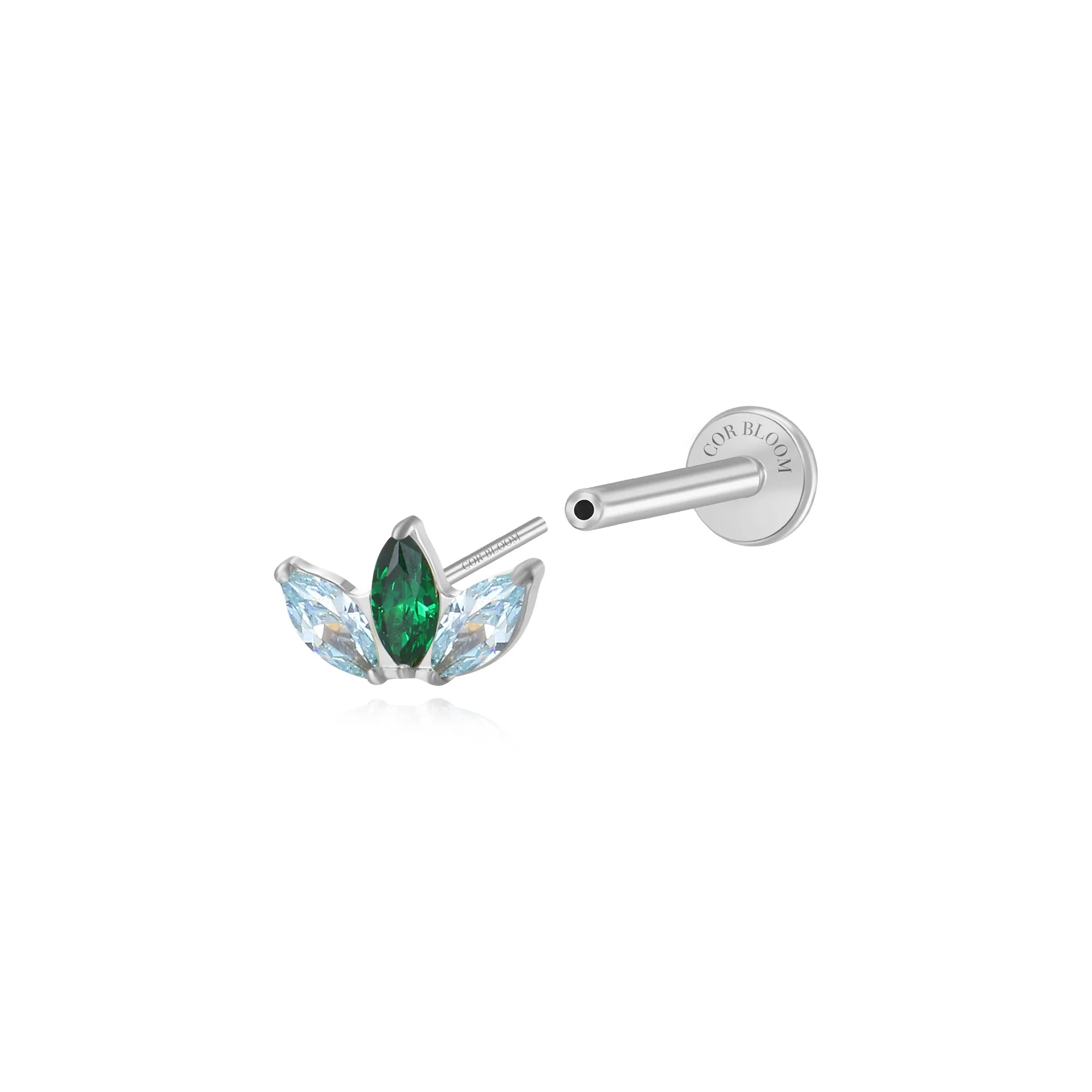 Titanium Kratos 3-Petal Green & Aquamarine Stud - Summer Vibes