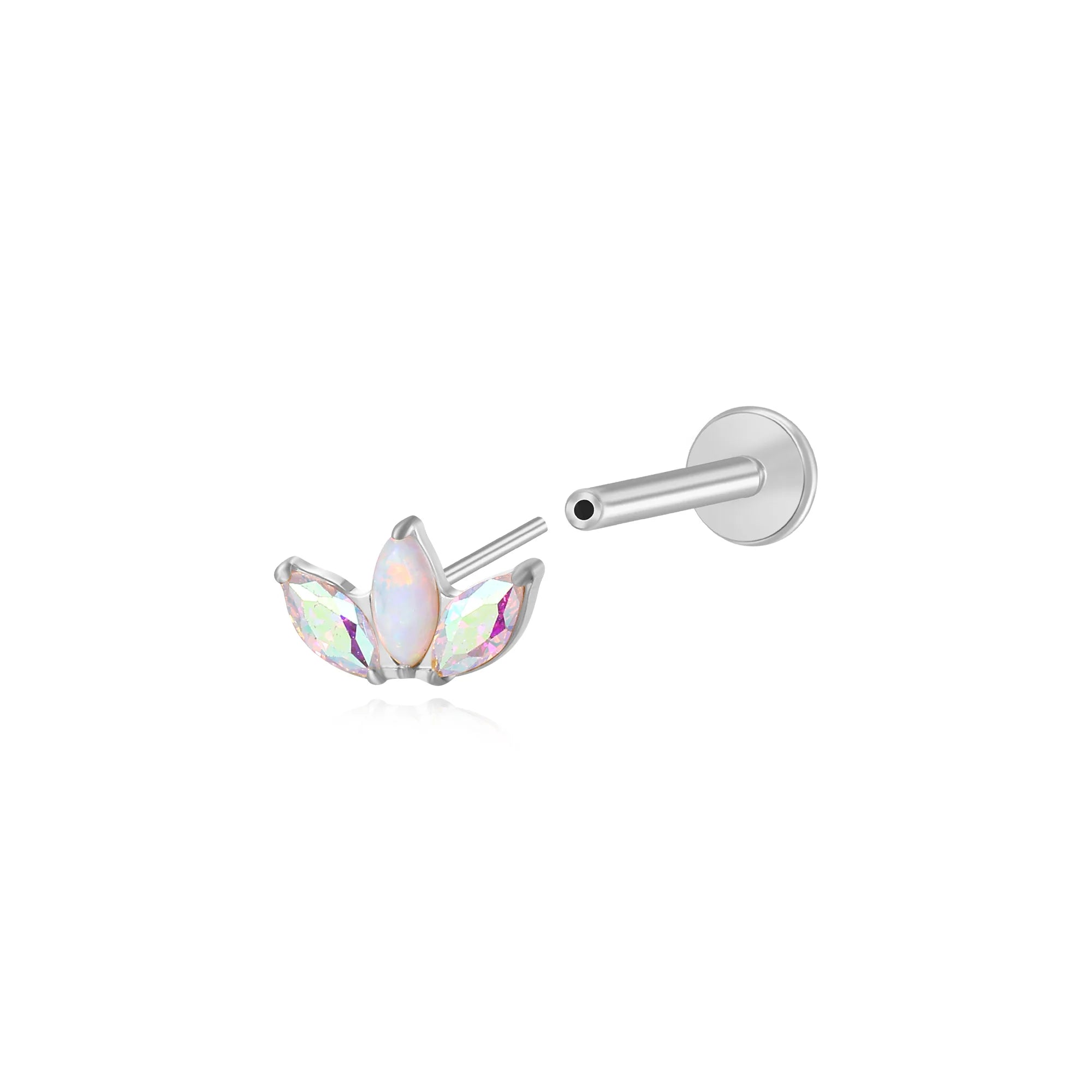 Titanium Kratos 3-Petal Apple Green & Yellow Citrine Stud -  Harvest