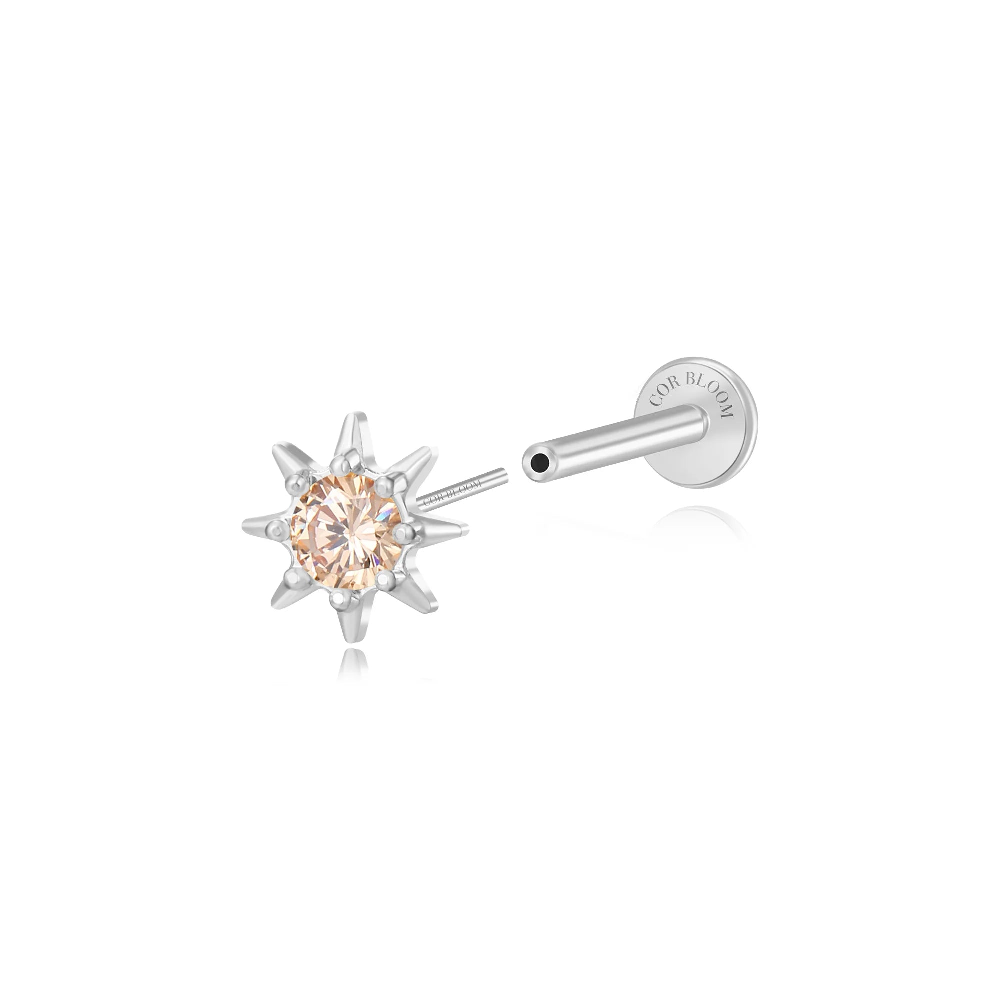 Aeliana Champagne Sun Push Pin Flat Back Stud