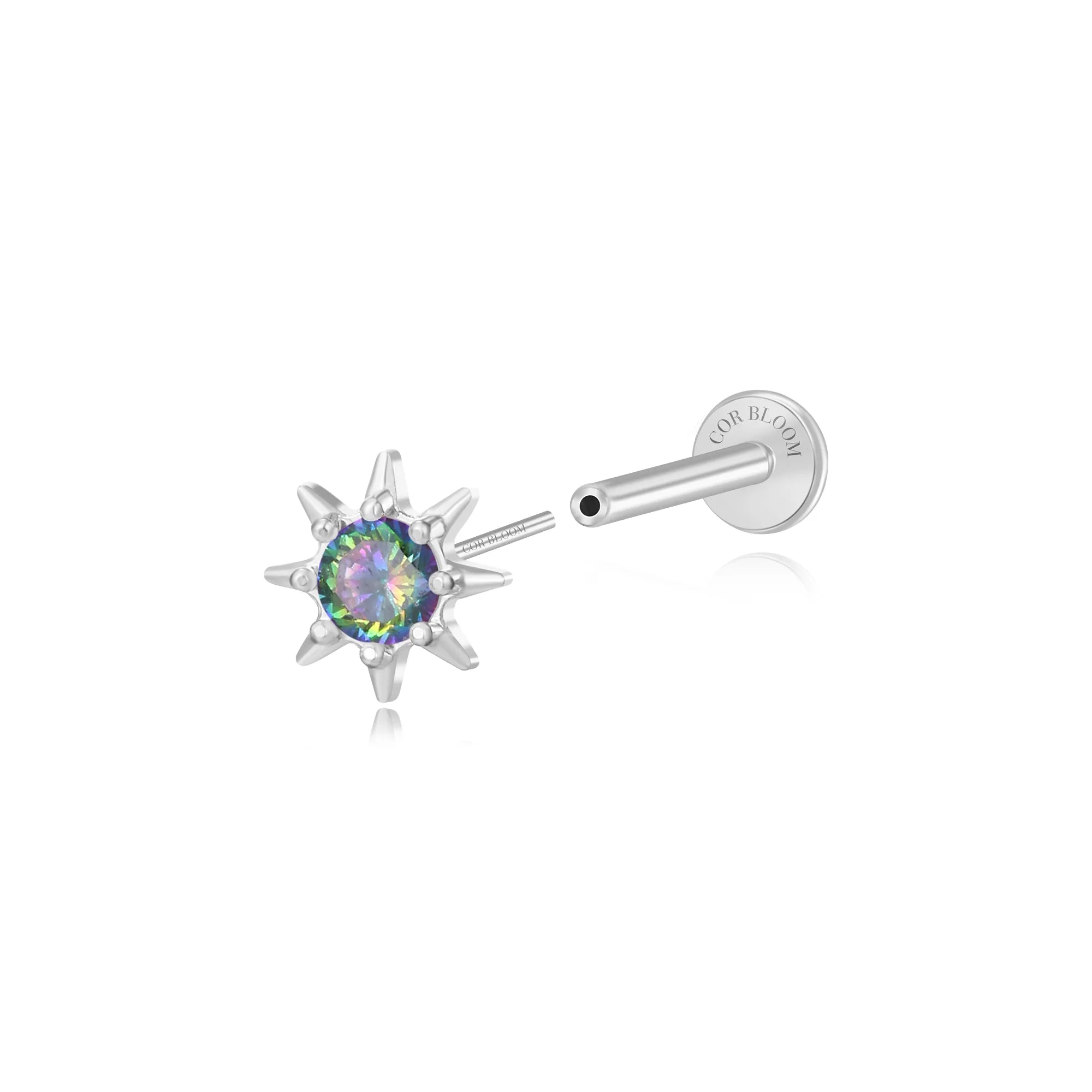 Aeliana Dark Iridescent Sun Push Pin Flat Back Stud