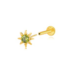 Aeliana Peridot Sun Push Pin Flat Back Stud