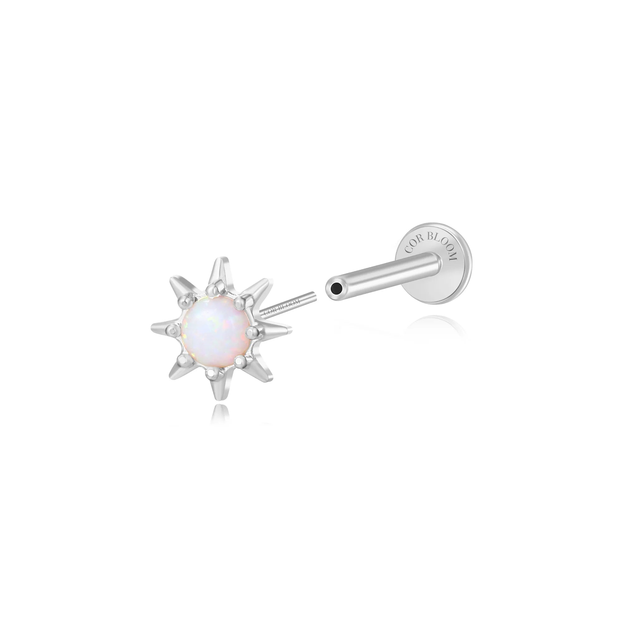 Aeliana White Opal Sun Push Pin Flat Back Stud