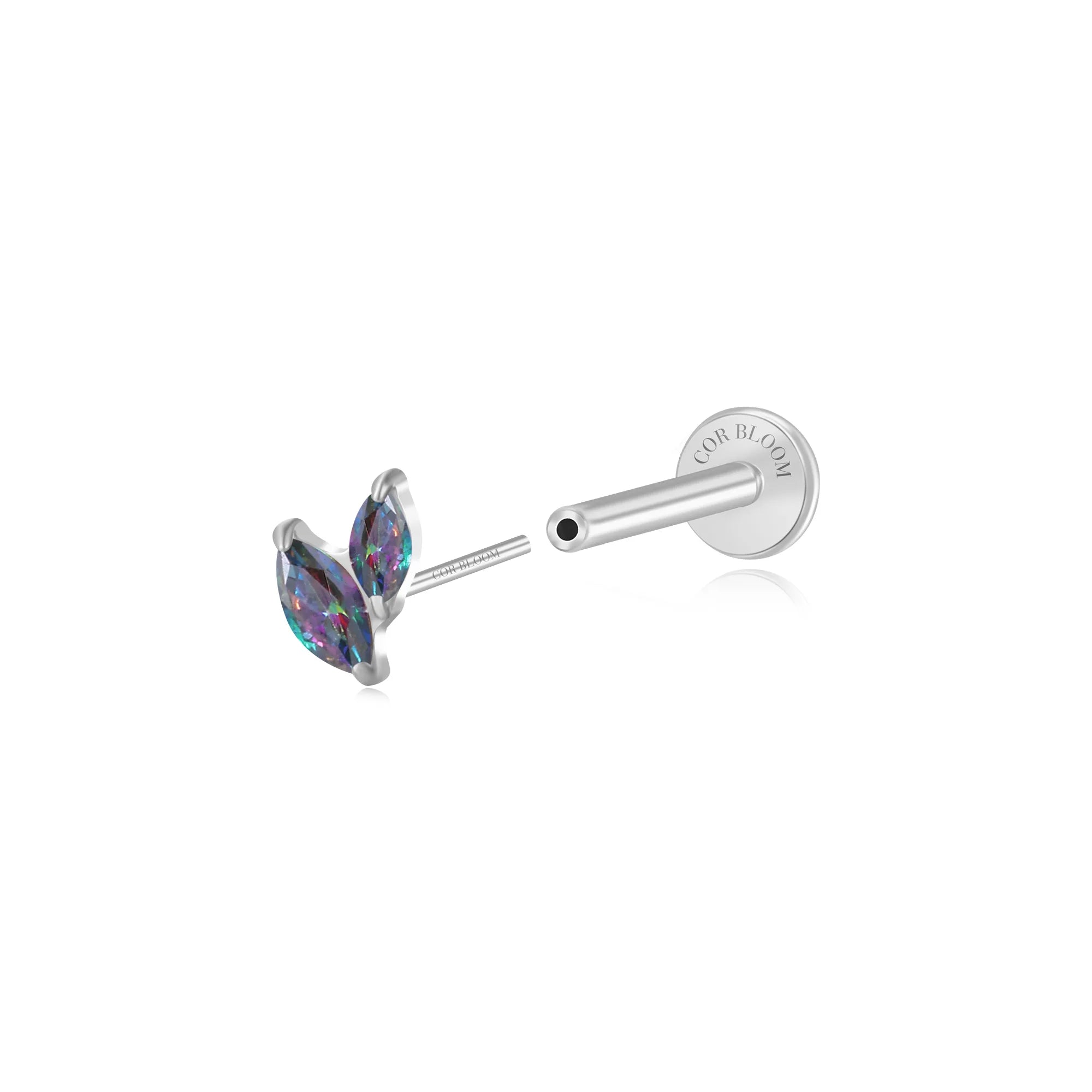 Titanium Akosua Mini Duo Petal Dark Iridescent Stud