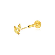 Titanium Akosua Mini Duo Petal Yellow Citrine Stud