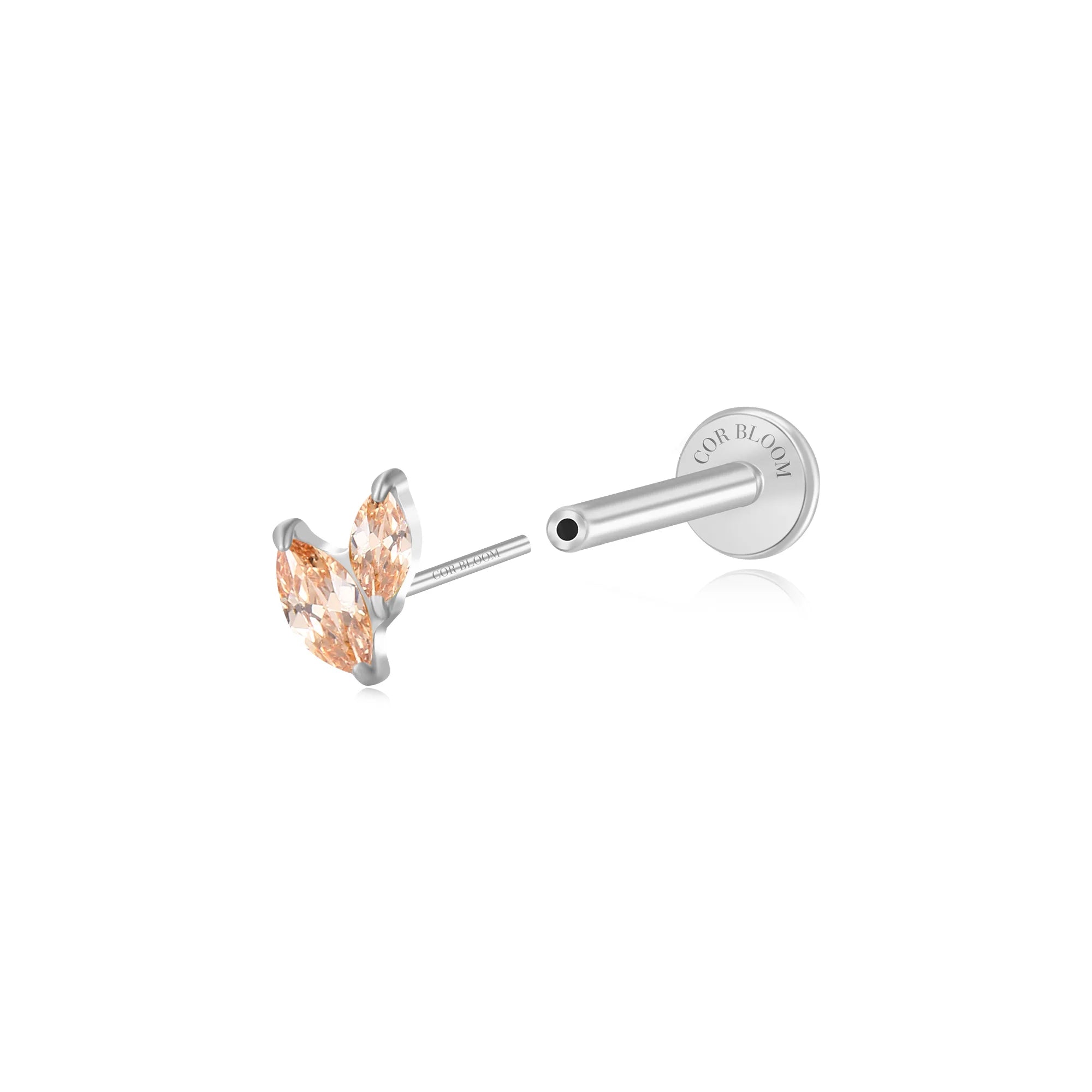 Titanium Akosua Mini Duo Petal Champagne Stud