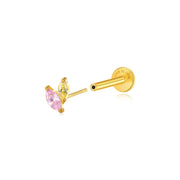 Titanium Akosua Mini Duo Petal Pinky Yellow Stud - Spring