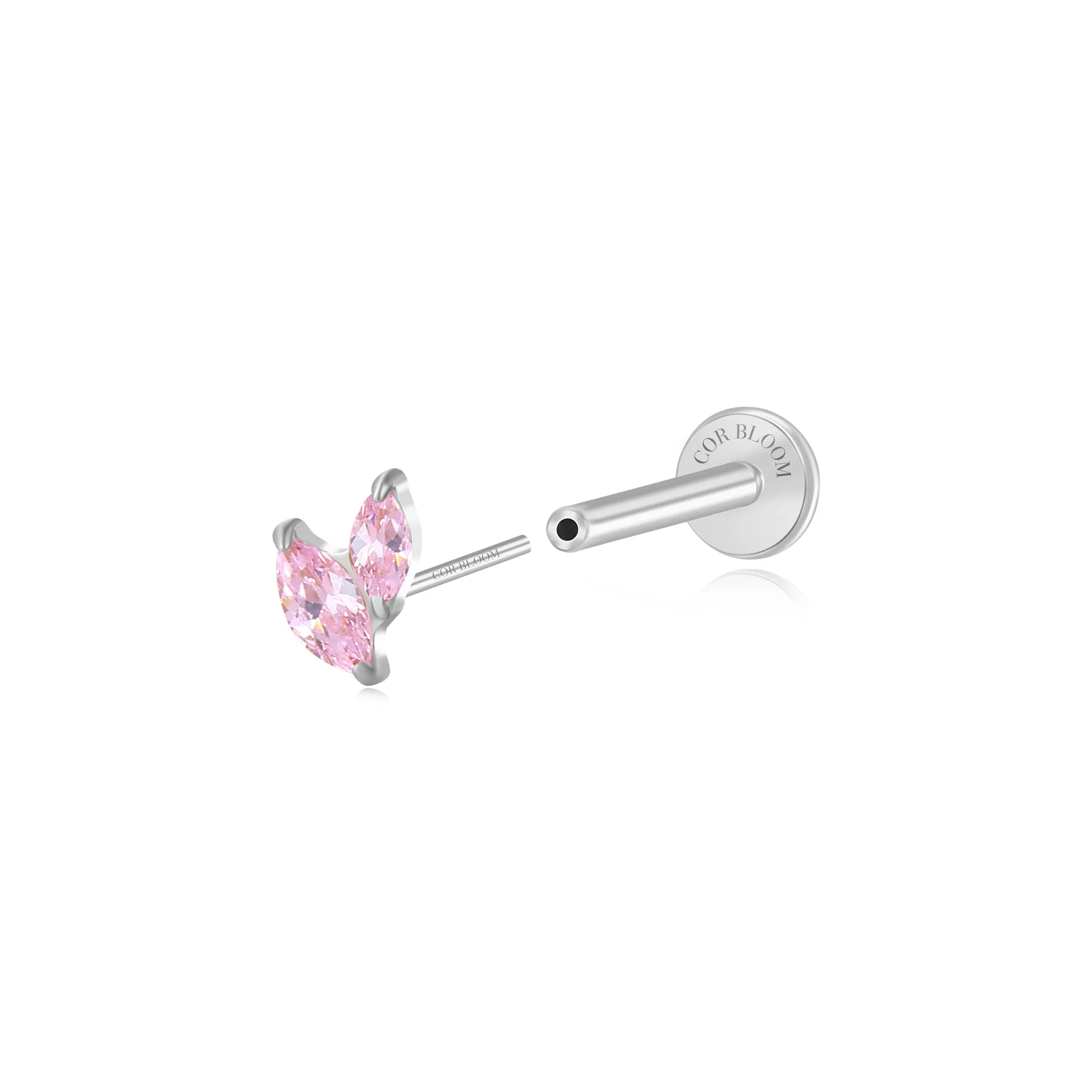 Titanium Akosua Mini Duo Petal Pink Tourmaline Stud