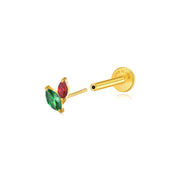 Titanium Akosua Mini Duo Petal Red & Green Stud - Fiesta