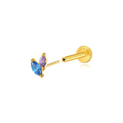 Titanium Akosua Mini Duo Petal Blue & Violet Stud - Bilberry Ice Cream